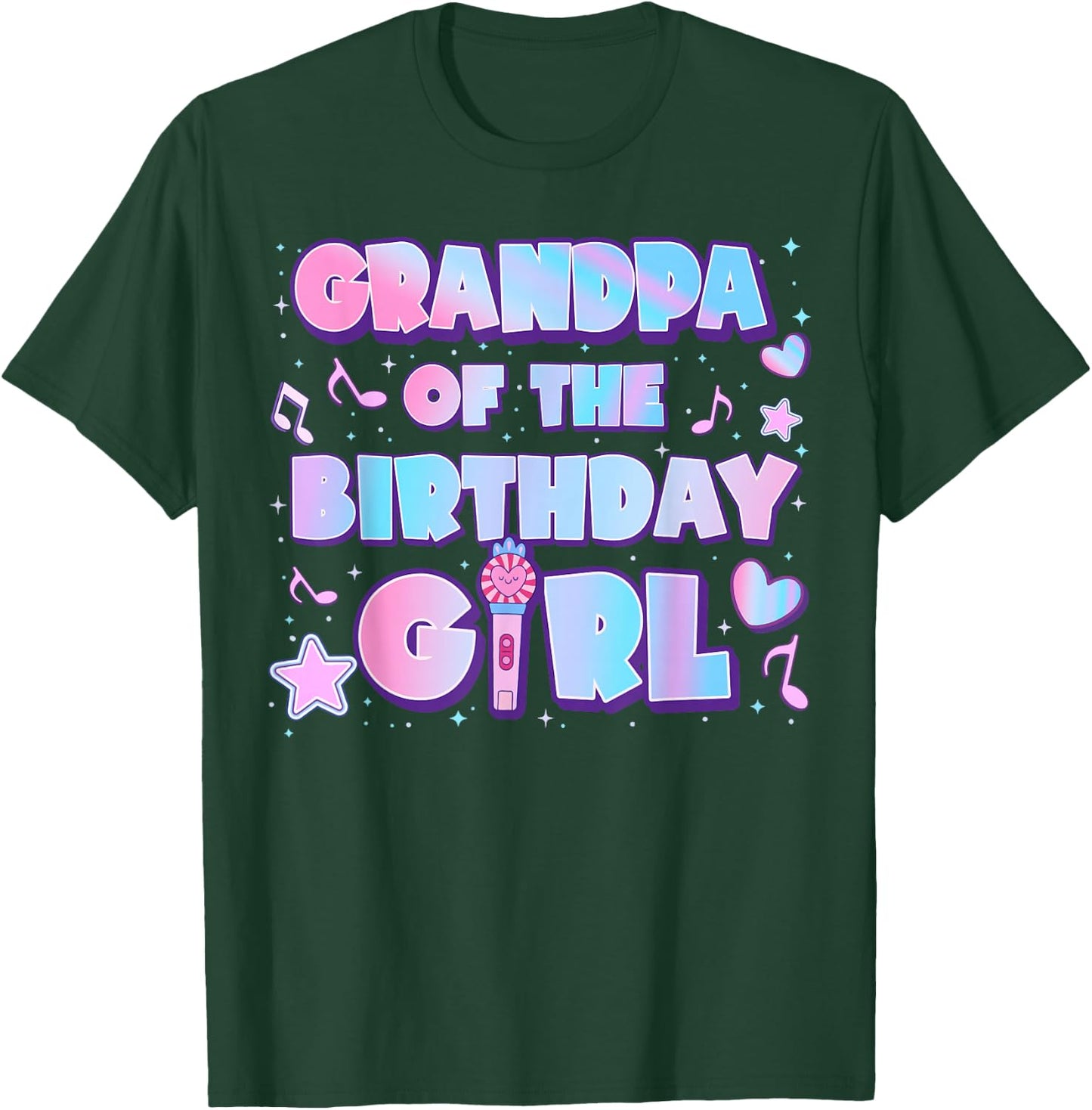 Music Lover Family Bday Party Grandpa of The Birthday Girl T-Shirt - T-Shirt | Forest