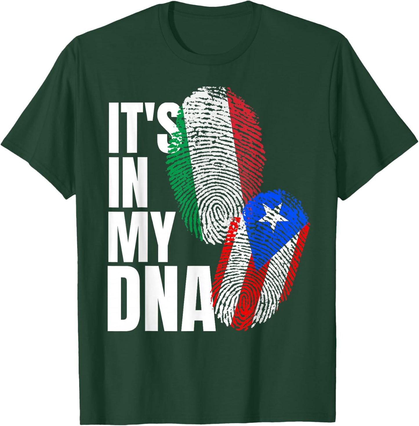 Italian And Puerto Rican DNA Mix Flag Heritage Gift T-Shirt - T-Shirt | Forest