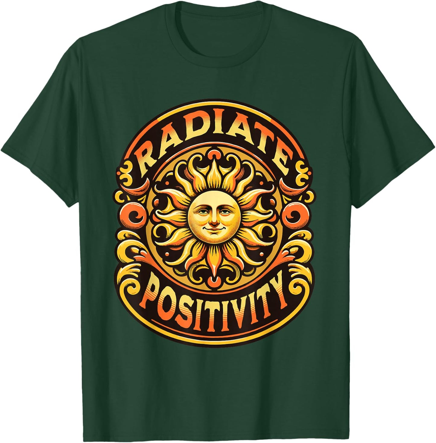 Radiate Positivity Vintage Sun Inspirational Motivational T-Shirt - T-Shirt | Forest