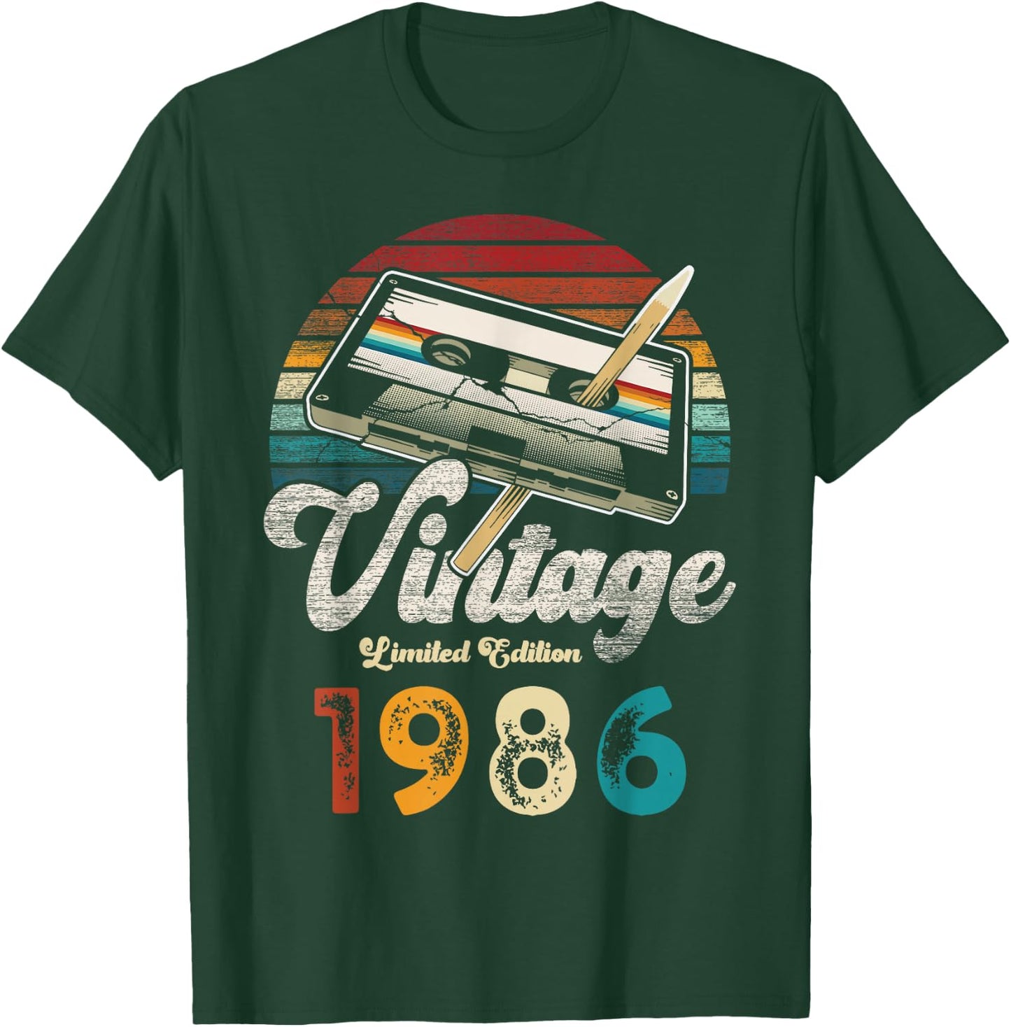 Vintage 1986 Geburtstag 40 Jahre Kassette Bleistift T-Shirt - T-Shirt | Forest