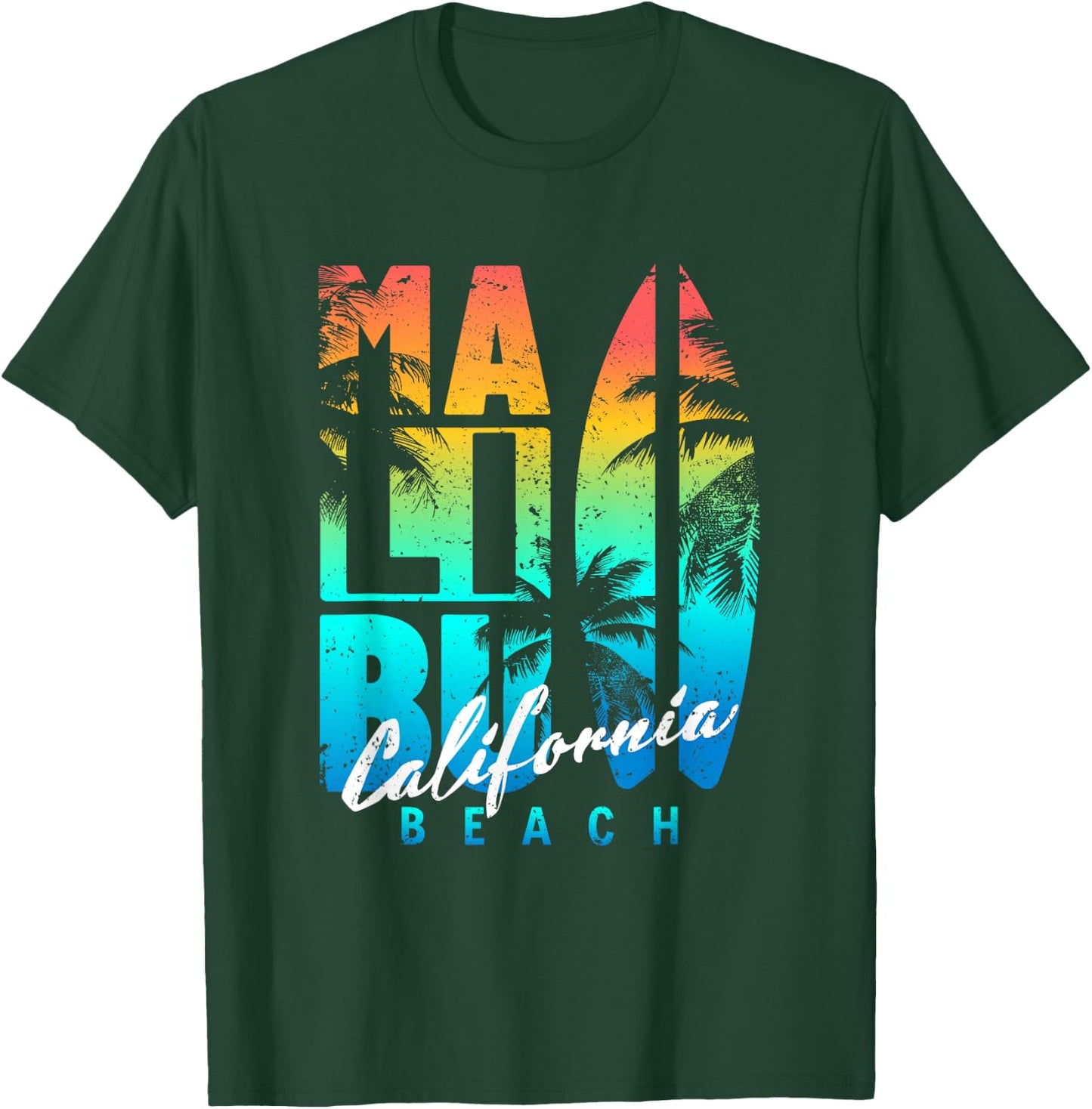 Malibu Beach California , Black, S T-Shirt - T-Shirt | Forest
