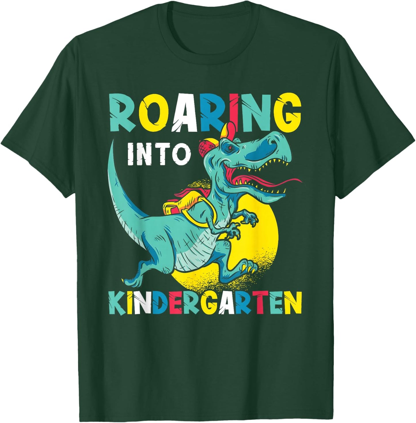 Roaring Into Kindergarten Dinosaur TRex Back To School Kids T-Shirt - T-Shirt | Forest