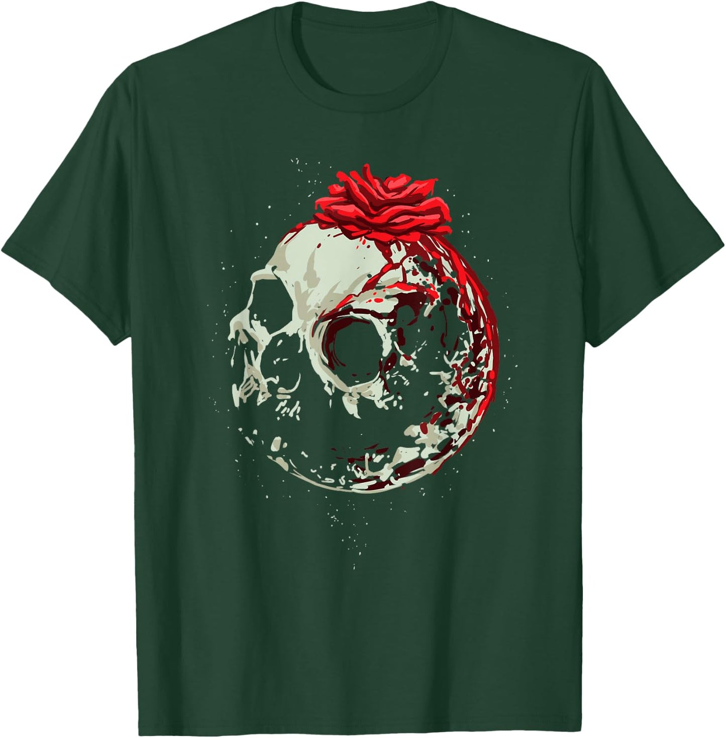 Moon, Rose & Skull shirt Great Gothic Occult Satanic Design T-Shirt - T-Shirt | Forest