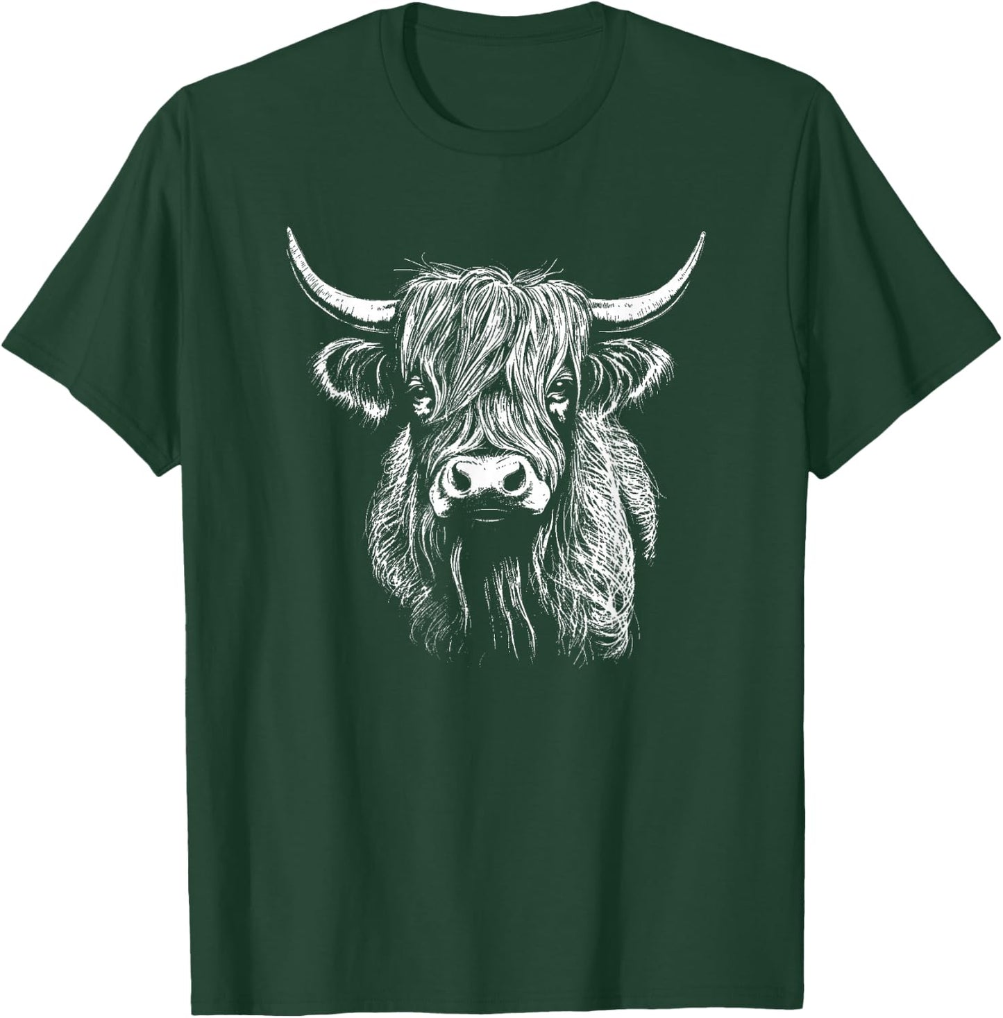 Scottish Highland Cattle Cow Drawing T-Shirt - T-Shirt | Forest