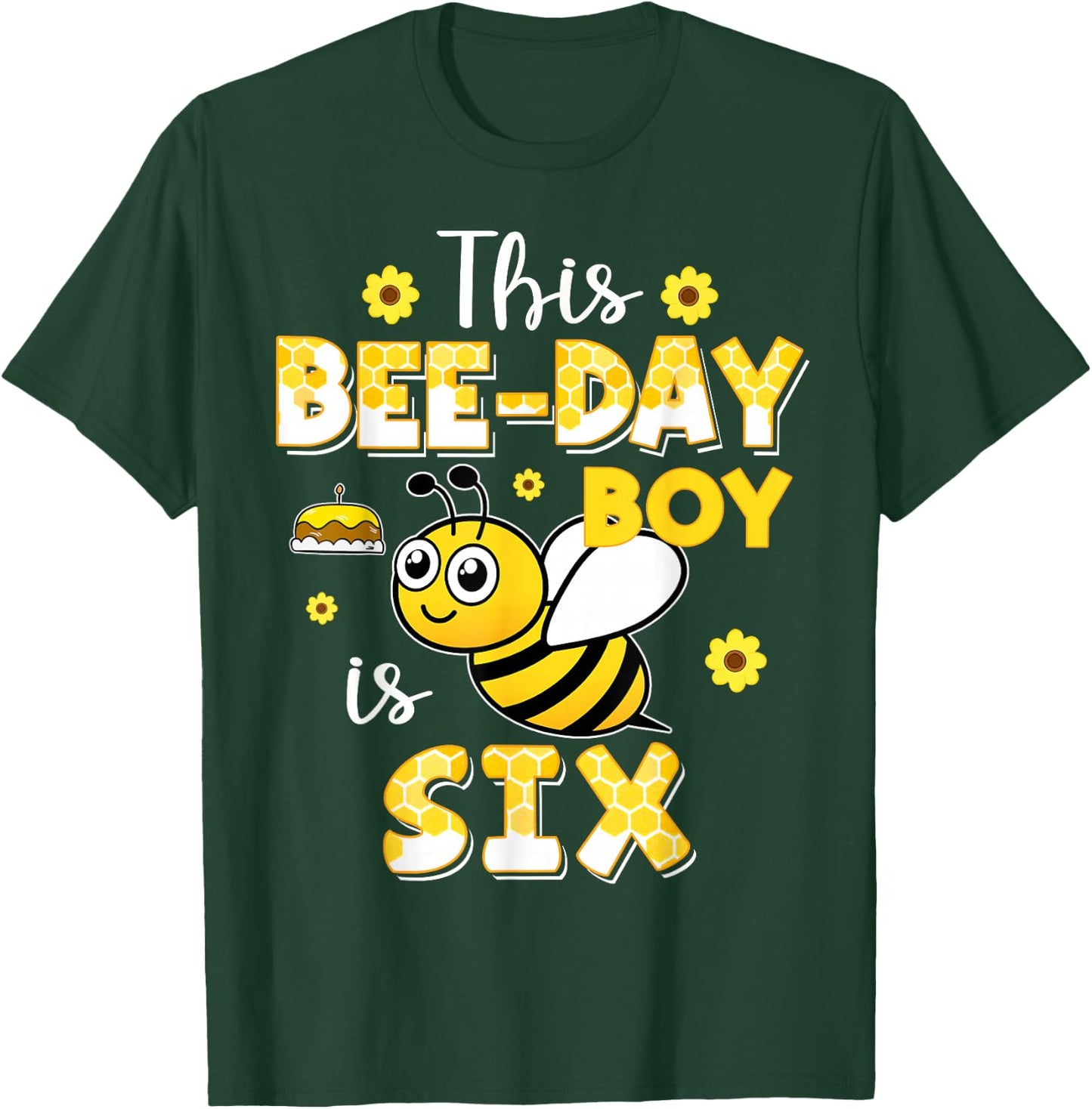 This Bee-Day Boy Is Six 6 Years Old 6th Birthday Bumble T-Shirt - T-Shirt | Forest