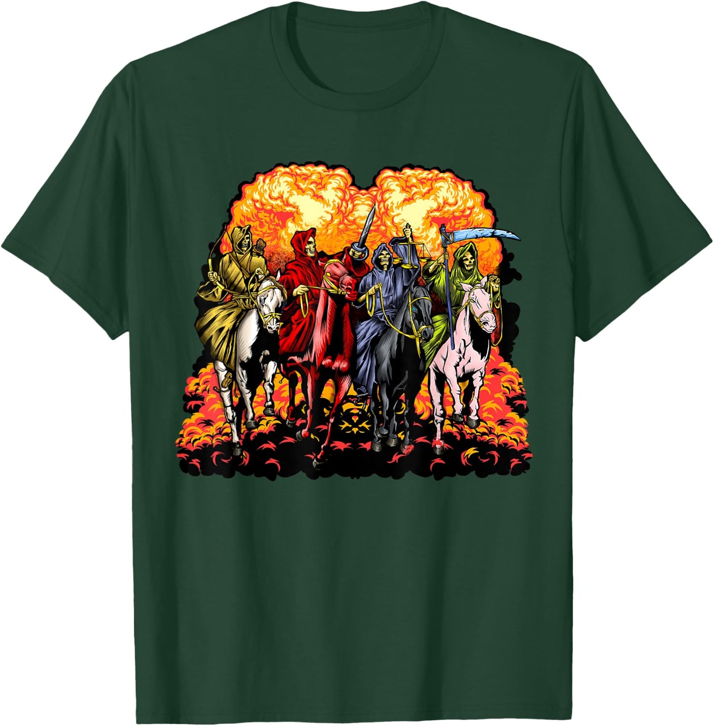 4 Horsemen Of The Apocalypse Revelation 6:1-8 Jesus Gift T-Shirt - T-Shirt | Forest
