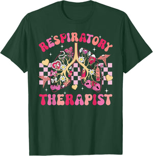 Valentine Lung Hearts Respiratory Therapist Pulmonologist T-Shirt - T-Shirt | Forest
