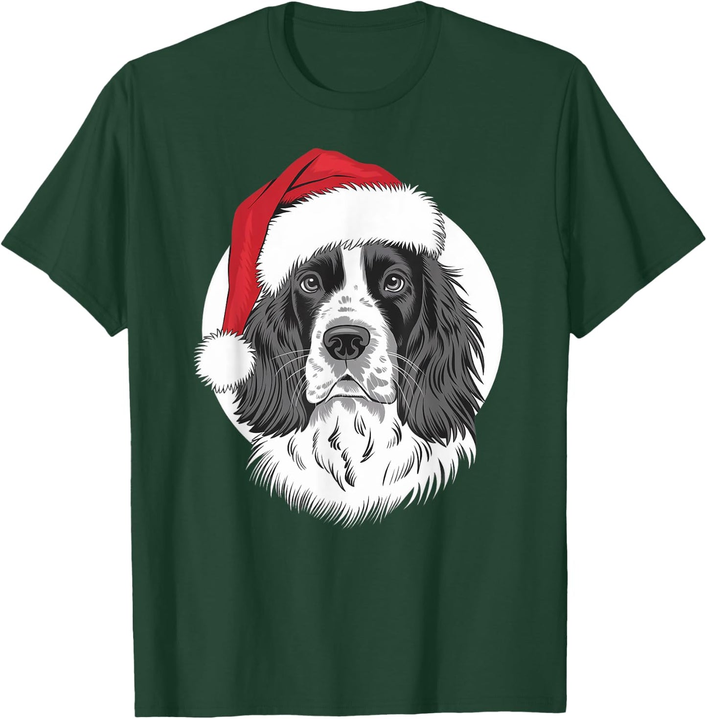 Springer Santa Dog on English Springer Spaniel Christmas Men Women Kids T-Shirt - T-Shirt | Forest