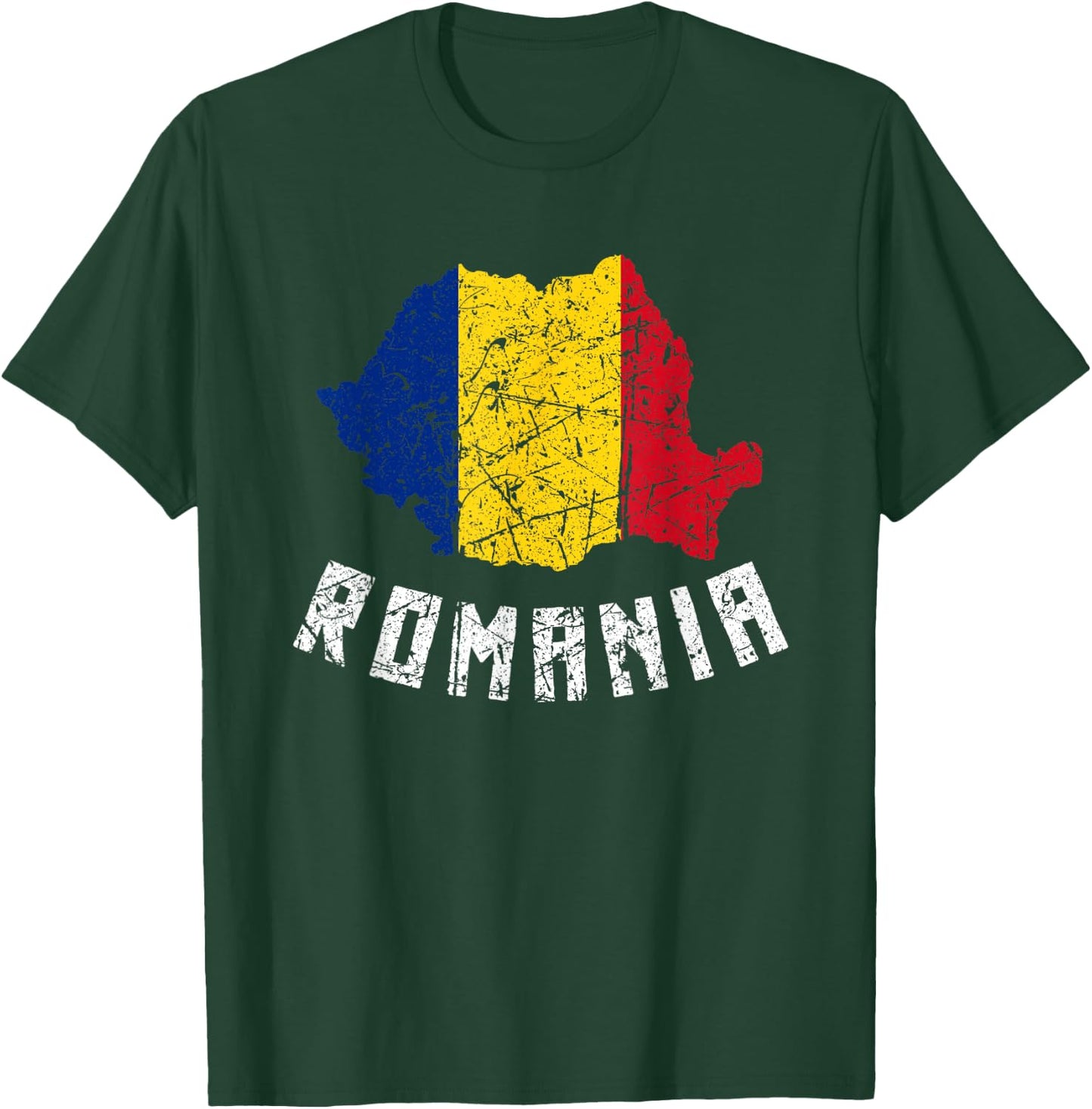 Romanian Flag Of Romania European Distressed Men Women Kids T-Shirt - T-Shirt | Forest