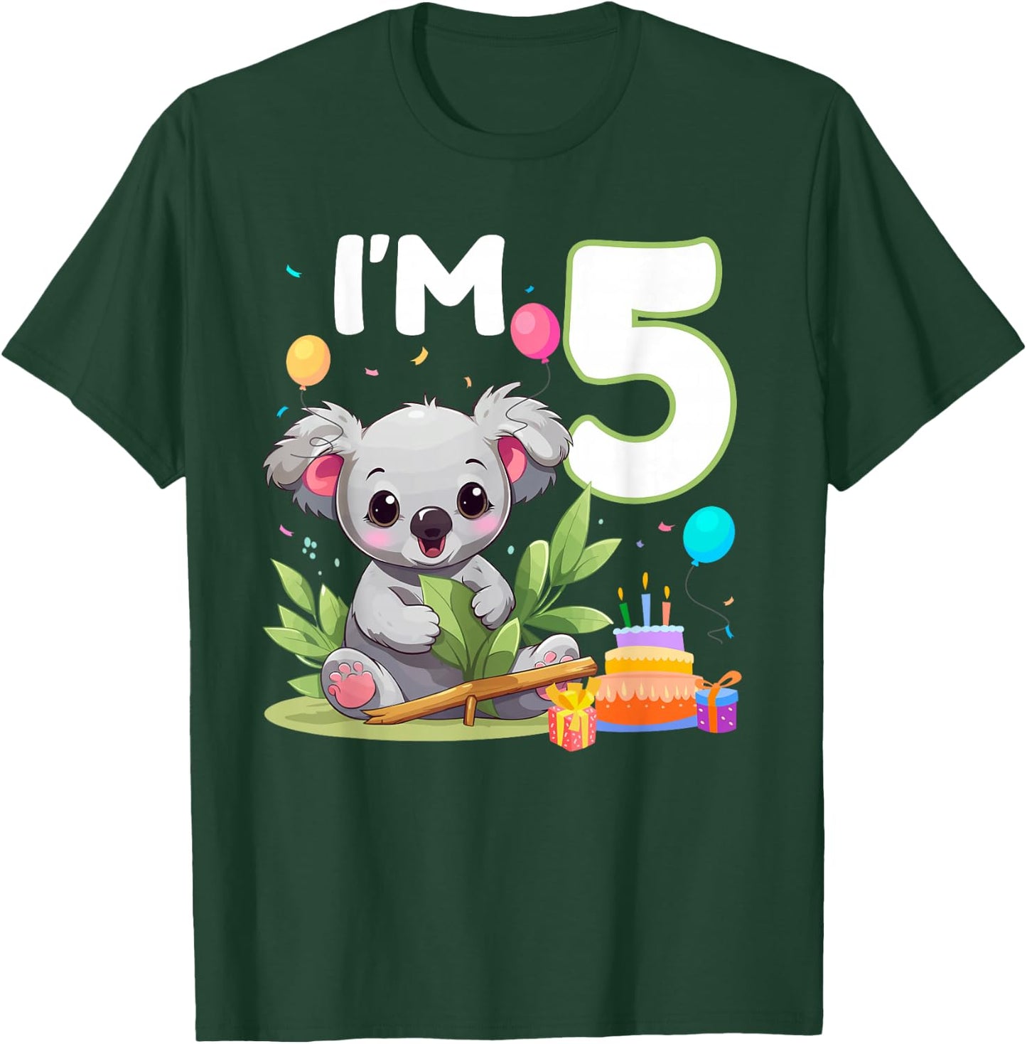 I'm 5 Year Old Birthday Koala 5th Party Kids T-Shirt - T-Shirt | Forest