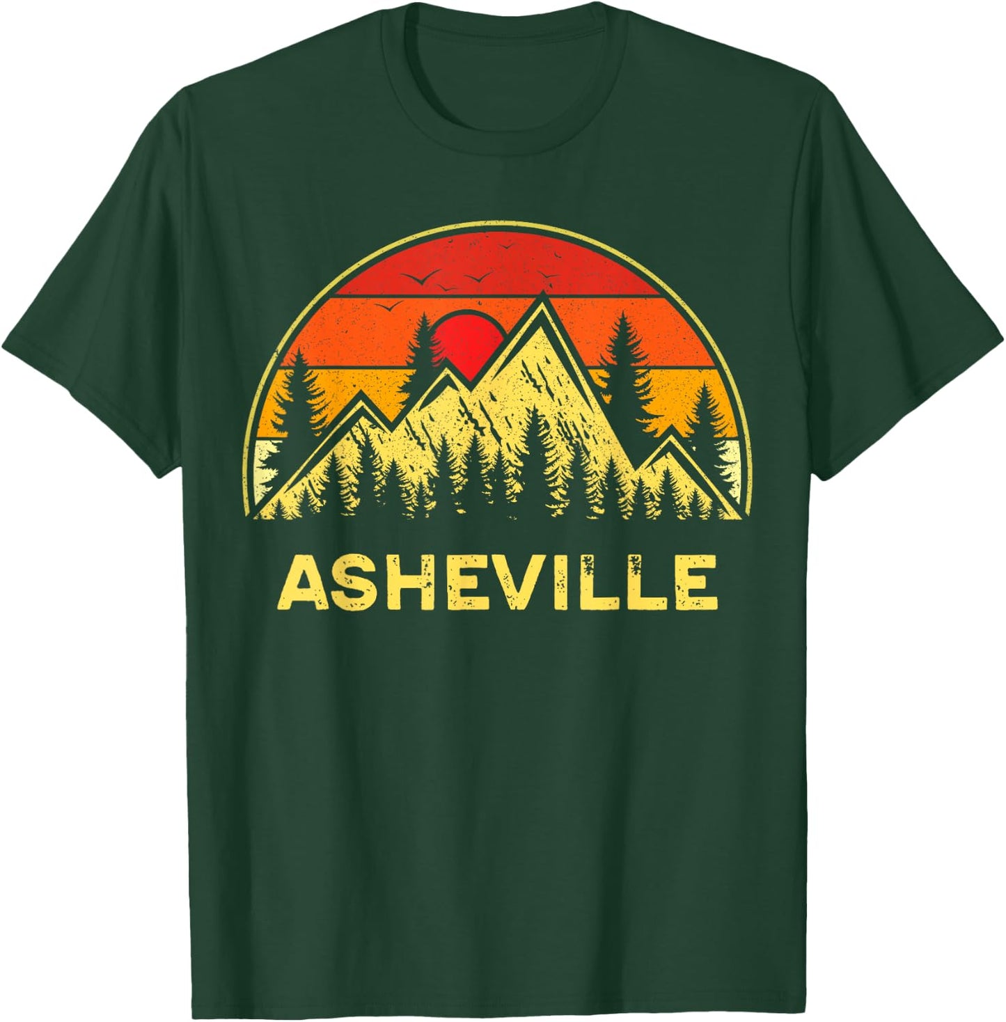 Retro Asheville North Carolina NC Mountains Hiking Souvenir T-Shirt - T-Shirt | Forest