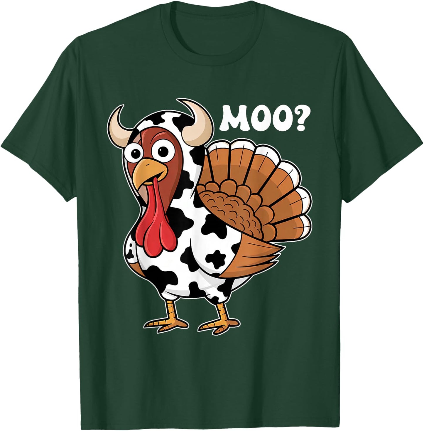Turkey Moo Funny Thanksgiving Autumn Farmer Cow Turkey T-Shirt - T-Shirt | Forest