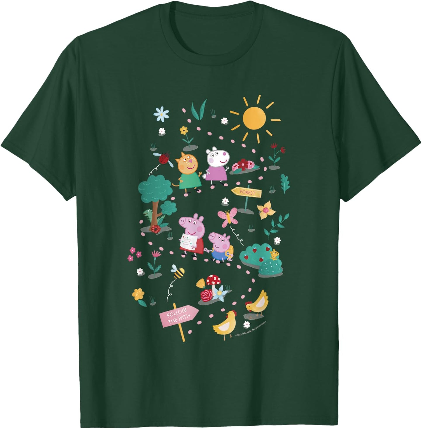 Peppa Pig Follow The Path To The Forest Group Shot T-Shirt - T-Shirt | Forest