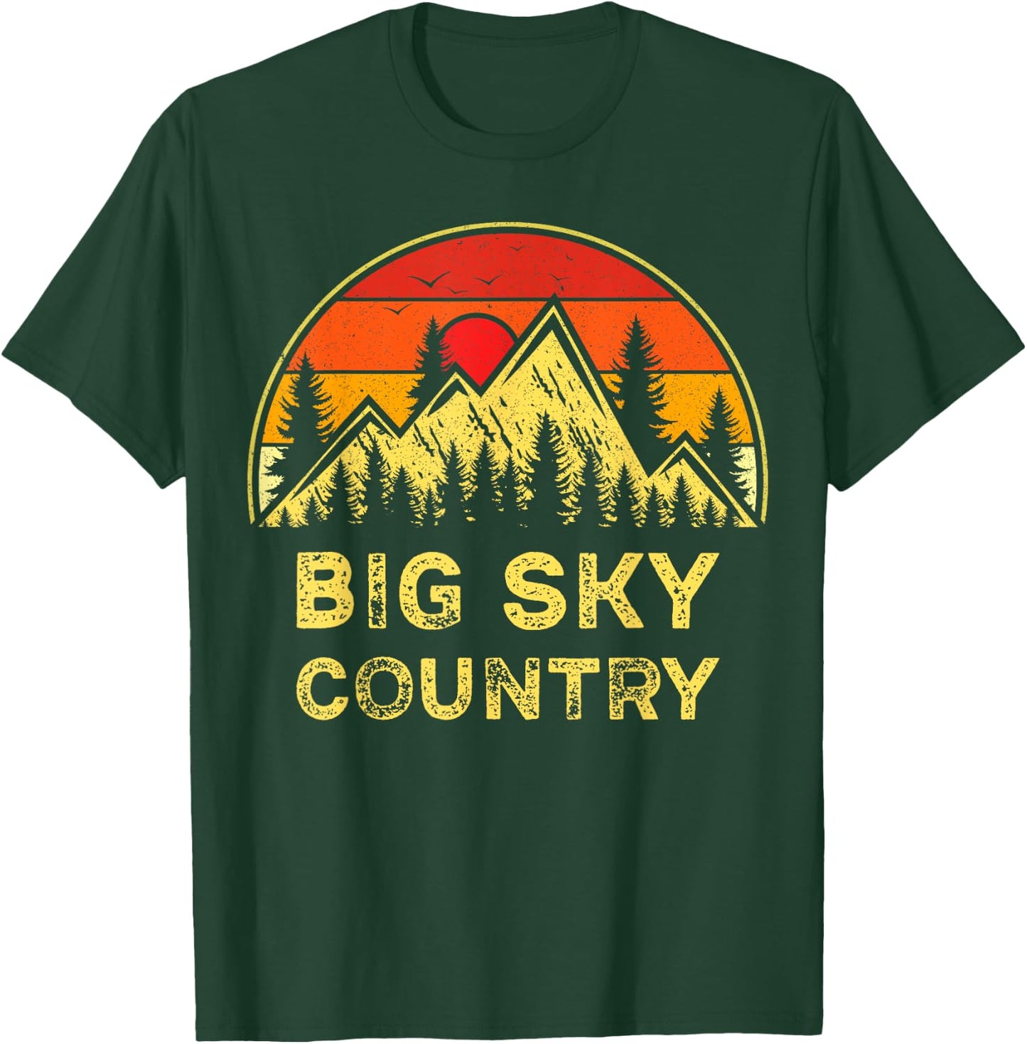 Vintage Big Sky Country Montana MT Mountains Hiking Souvenir T-Shirt - T-Shirt | Forest