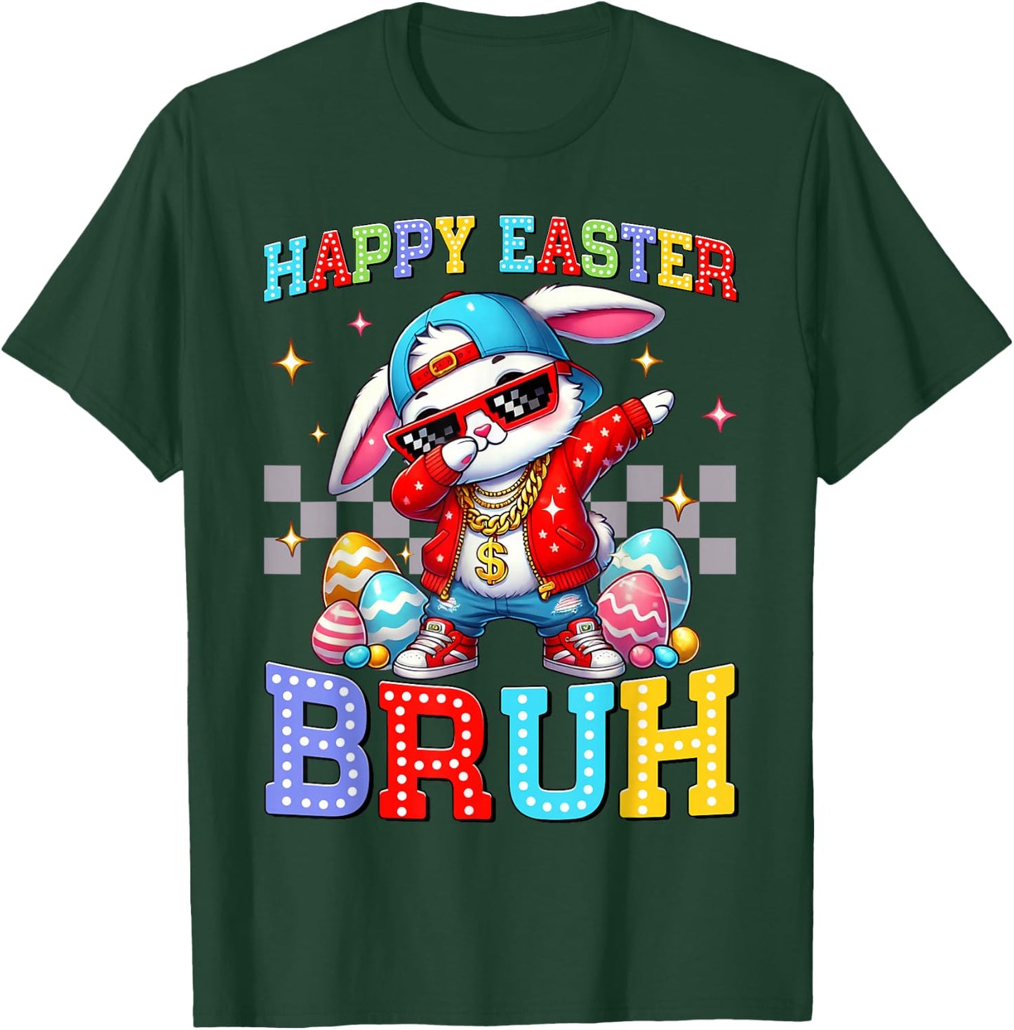 Dabbing Bunny Happy Easter Bruh Meme Bro Boys Kids Teens Kid T-Shirt - T-Shirt | Forest