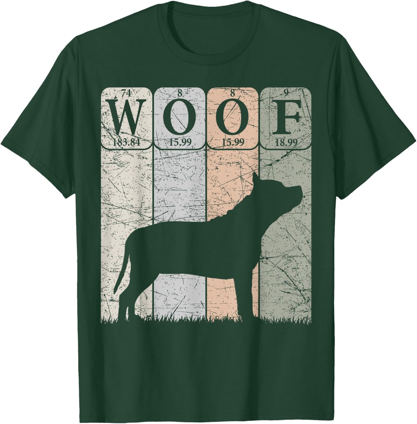 Staffordshire Bull Terrier Periodic Table Elements Woof T-Shirt - T-Shirt | Forest