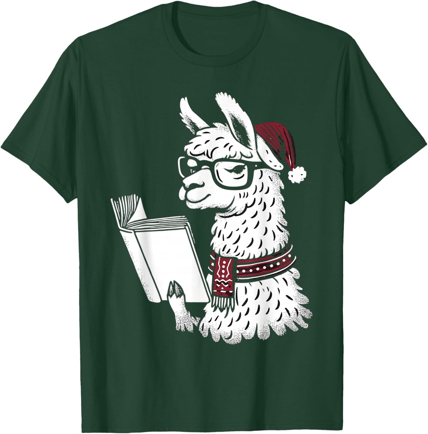 Just A Girl Who Loves Llamas & Books Santa Christmas Pajama T-Shirt - T-Shirt | Forest