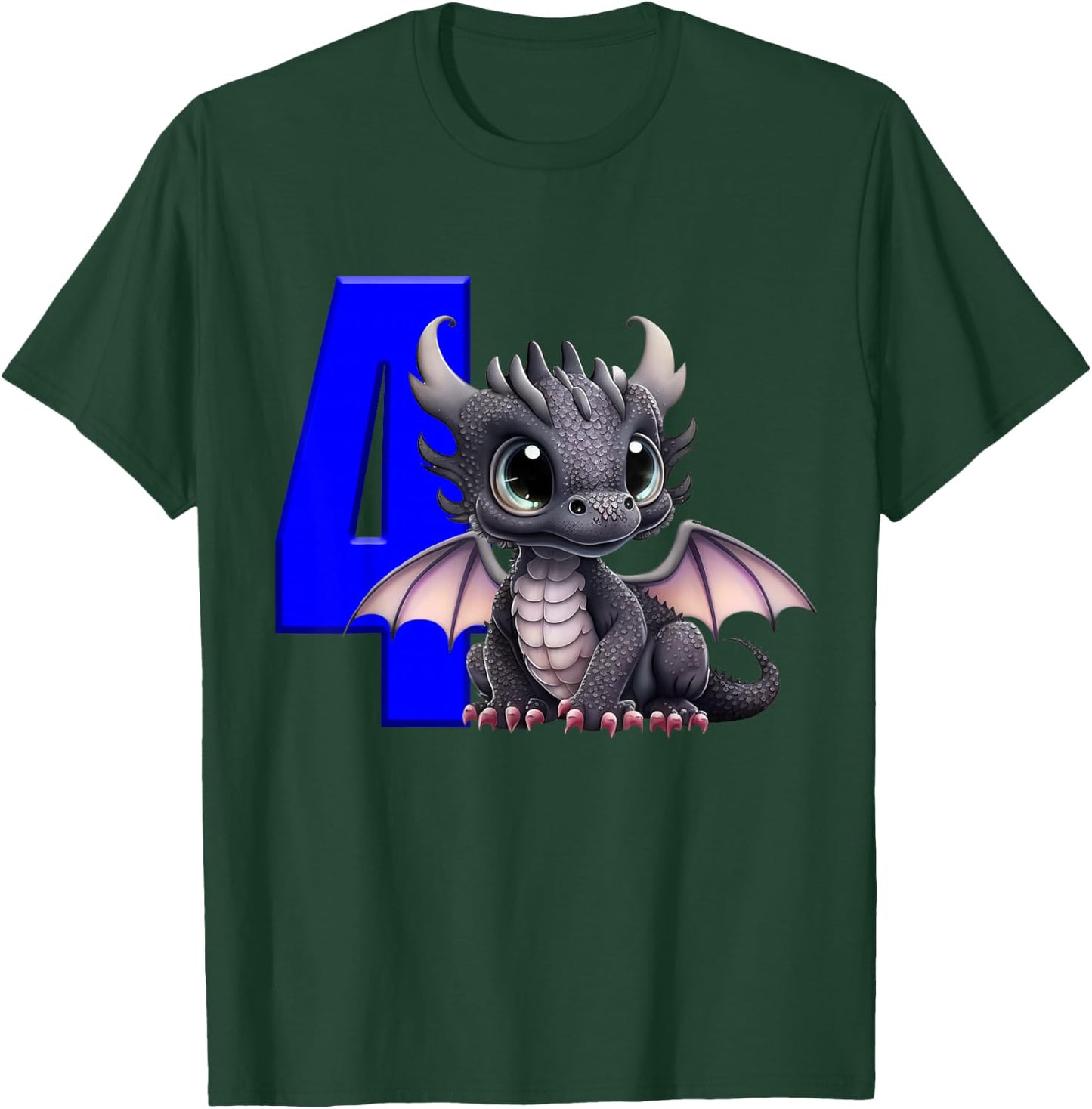 4th Birthday Shirt Dragon Party Birthday Boy Toddler Four T-Shirt - T-Shirt | Forest