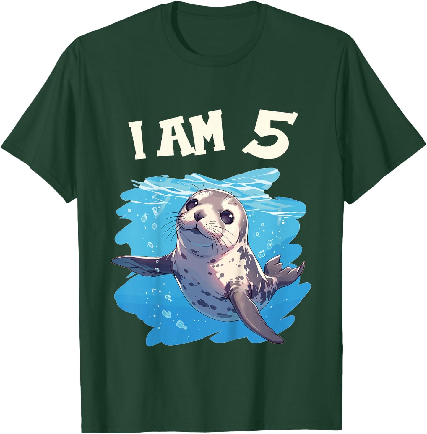 Kids 5 Years old 5 birthday Seals Boy Girl Seal T-Shirt - T-Shirt | Forest
