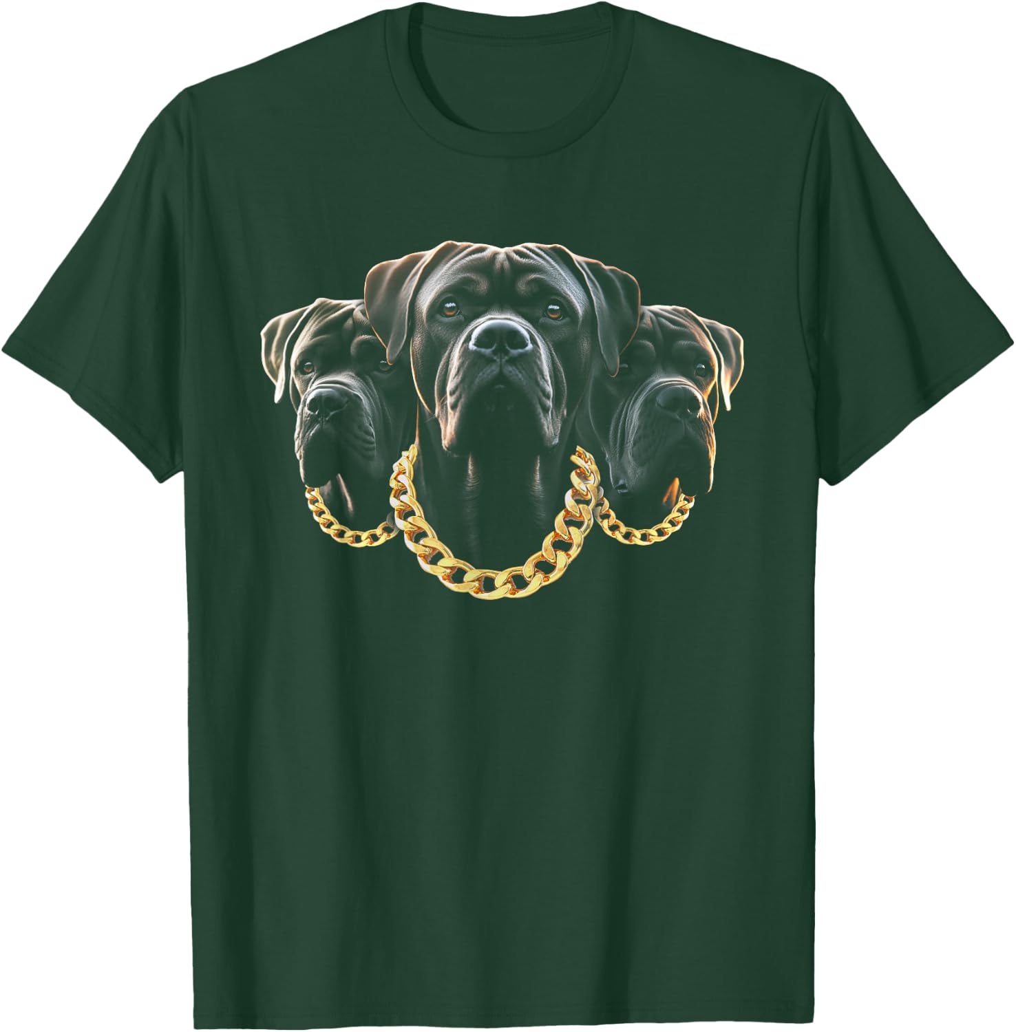 Italian Mastiff Head Cane Corso Dog Lover With Gold-Necklace T-Shirt - T-Shirt | Forest