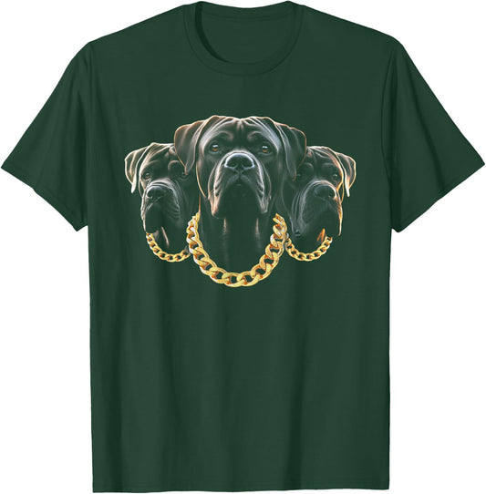Italian Mastiff Head Cane Corso Dog Lover With Gold-Necklace T-Shirt - T-Shirt | Forest