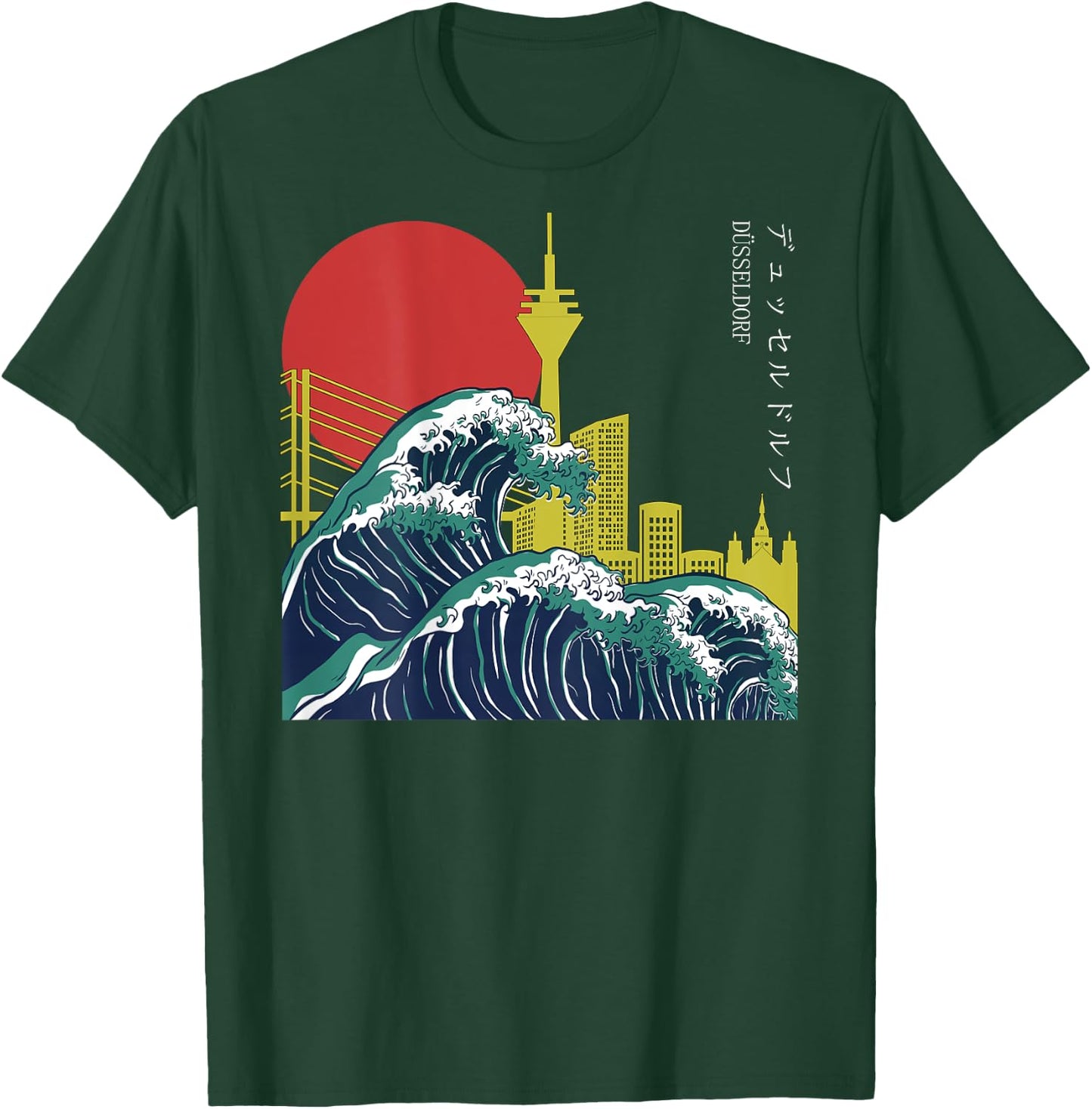 Retro Japan Welle grunge Anime Vaporwave Skyline Düsseldorf T-Shirt - T-Shirt | Forest