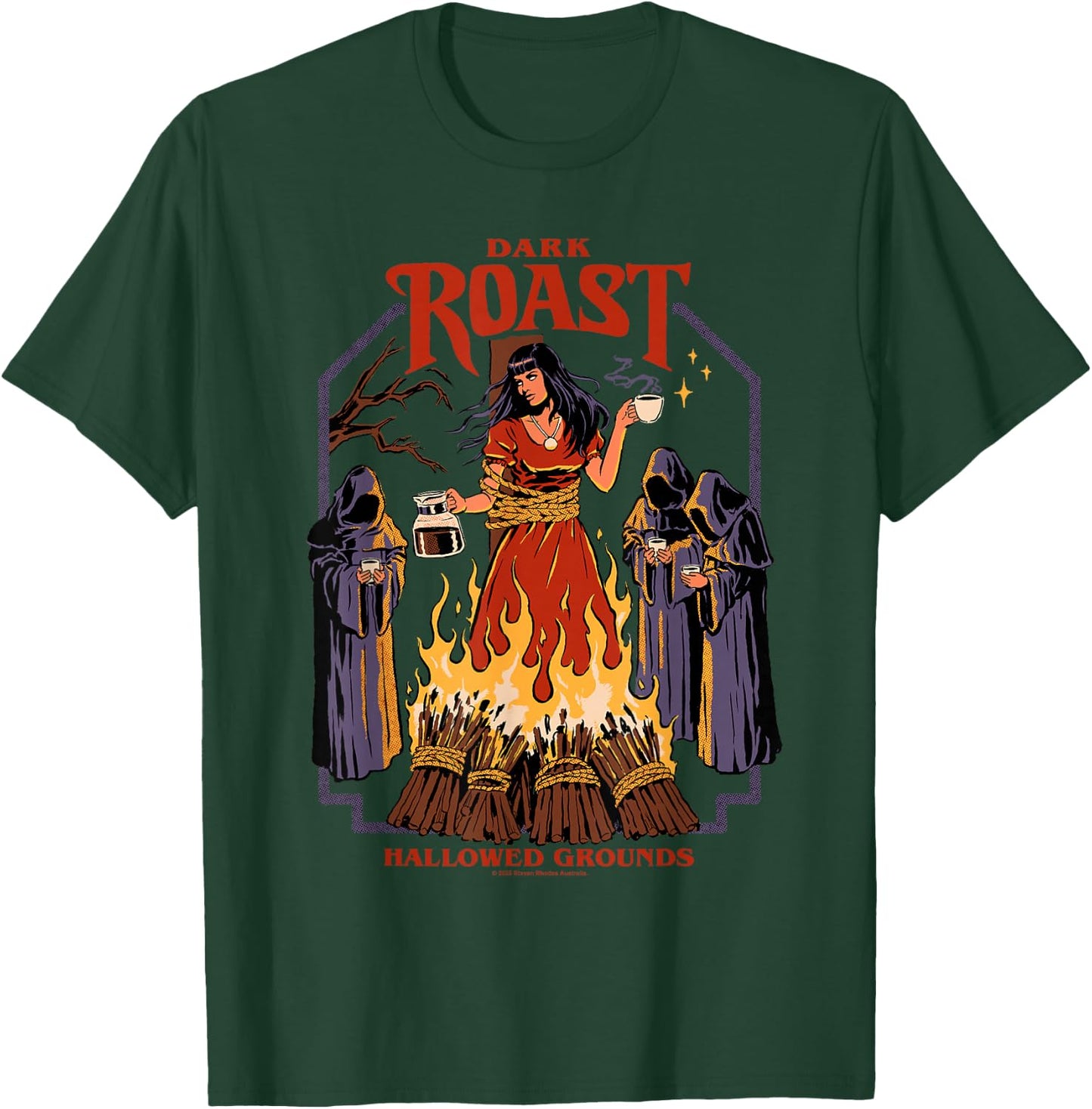 Dark Roast Coffee Witch Occult Retro Funny Adult Humor T-Shirt - T-Shirt | Forest