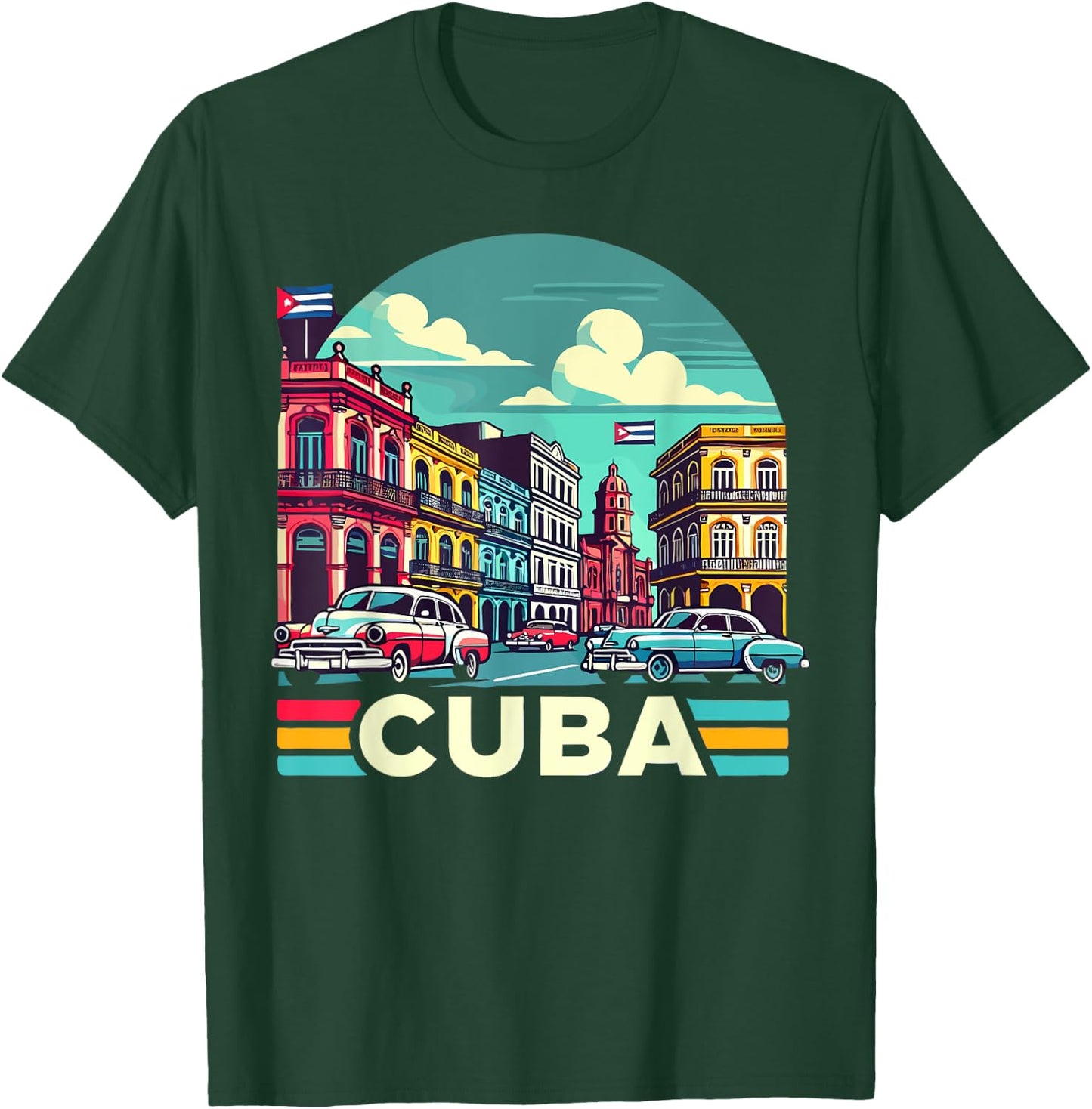 Cuba Women's Love Cuba Flag Design Cuban Roots T-Shirt - T-Shirt | Forest