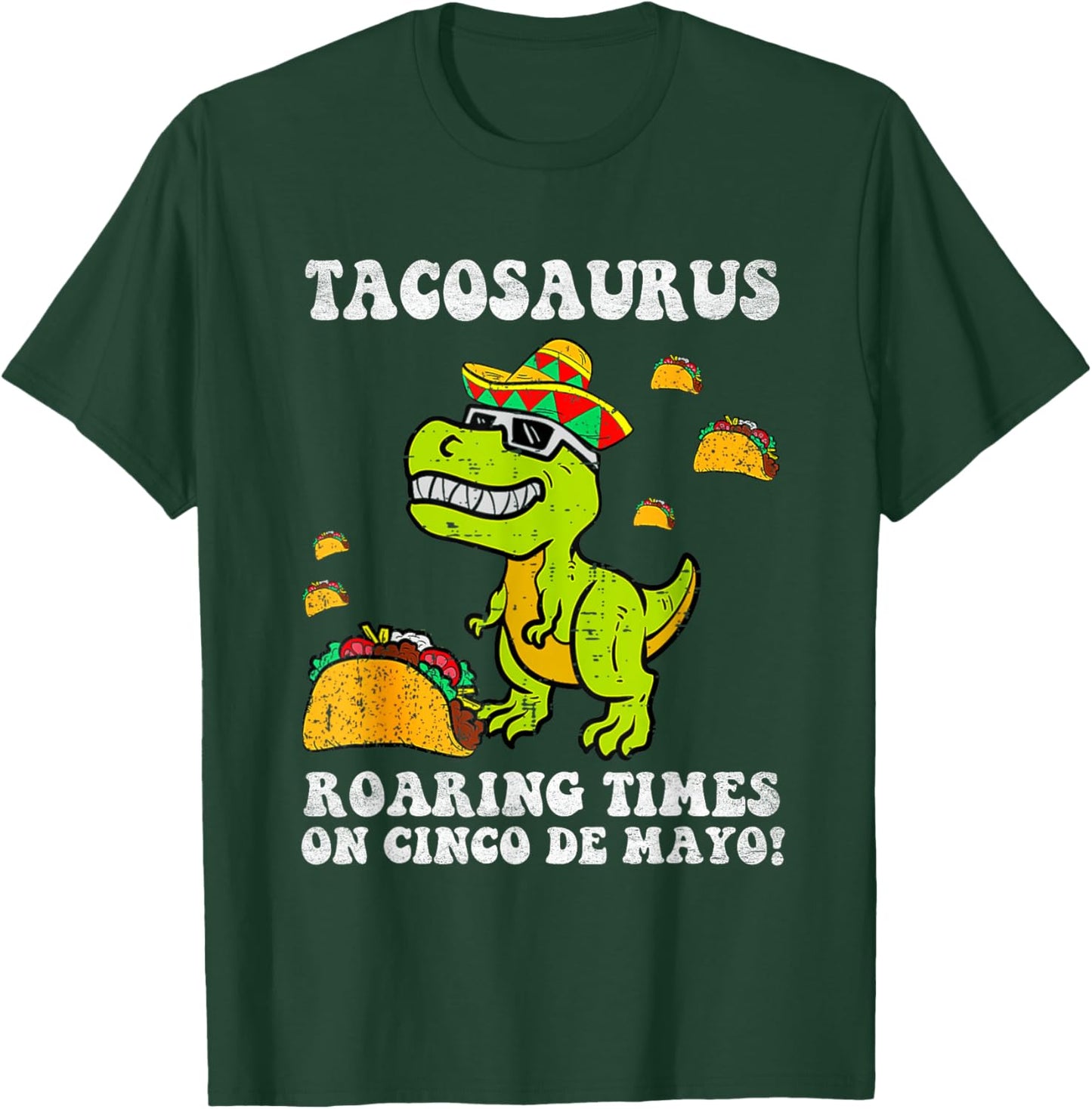 Tacosaurs Cinco De Mayo Dinosaur Taco Mexican Kids Boys T-Shirt - T-Shirt | Forest