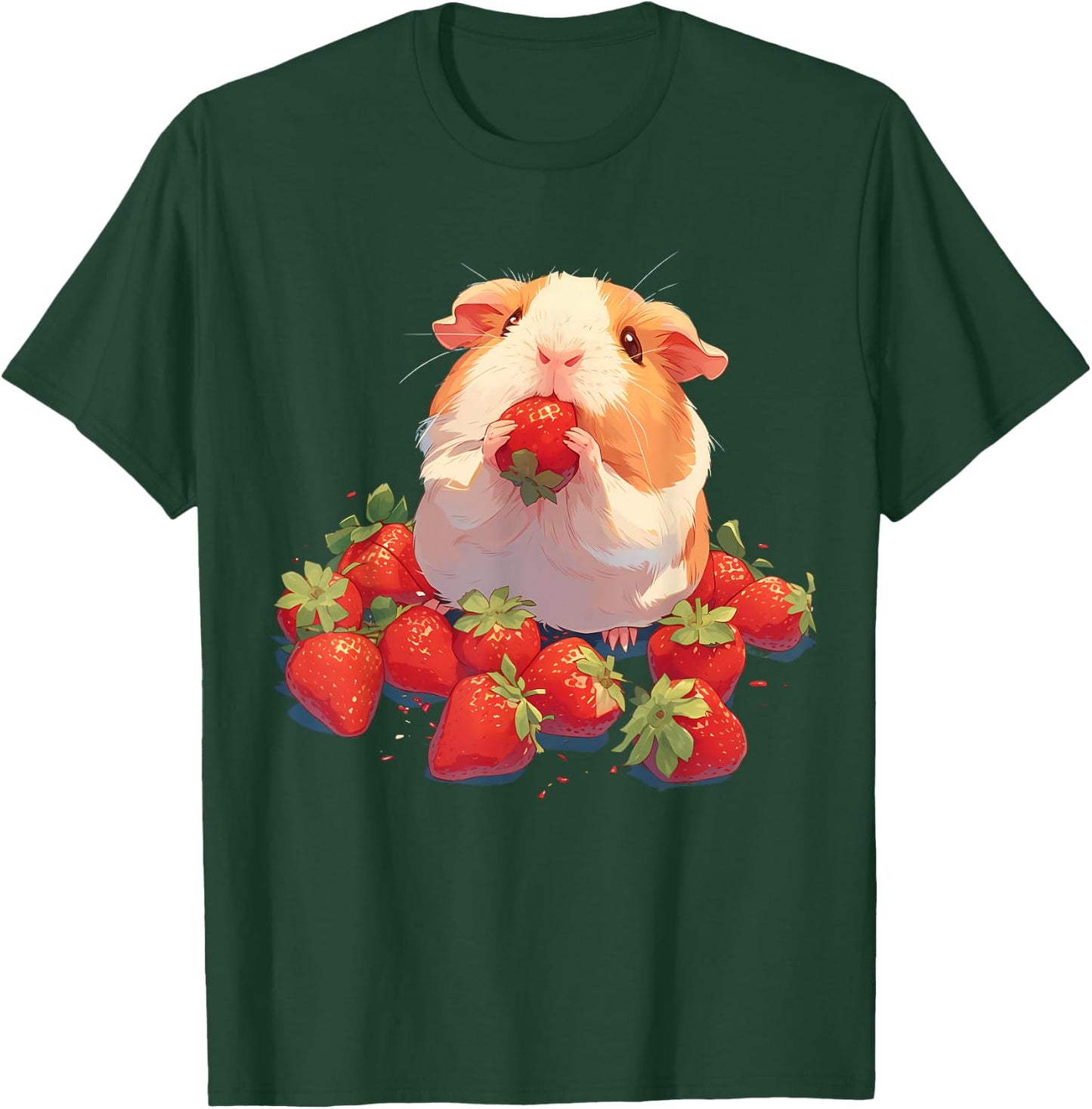 Strawberry Guinea Pig Drawing Strawberries Cute Guinea Pig T-Shirt - T-Shirt | Forest