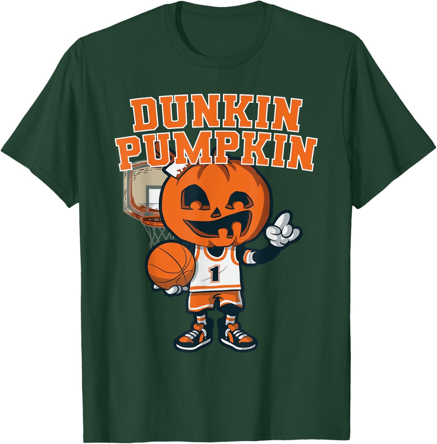 Dunkin Pumpkin Halloween Costume Funny Pumpkin Basketball T-Shirt - T-Shirt | Forest