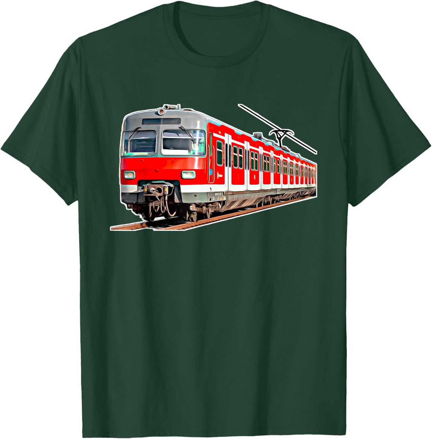 with German Text "Driftzug Bahn Railenverkehr" ("Travel Train Railway"), black T-Shirt - T-Shirt | Forest