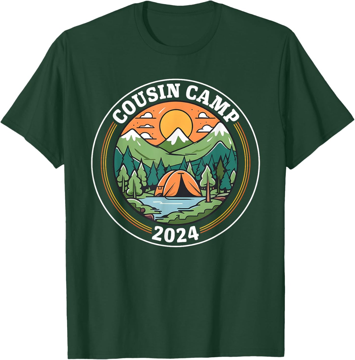 Cousin Camp 2024 Camping Family Summer Vacation Cousin Crew Women Girls Kids T-Shirt - T-Shirt | Forest