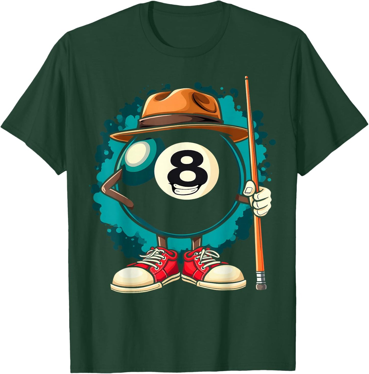 Cool 8 Ball Character Funny Billiards T-Shirt - T-Shirt | Forest