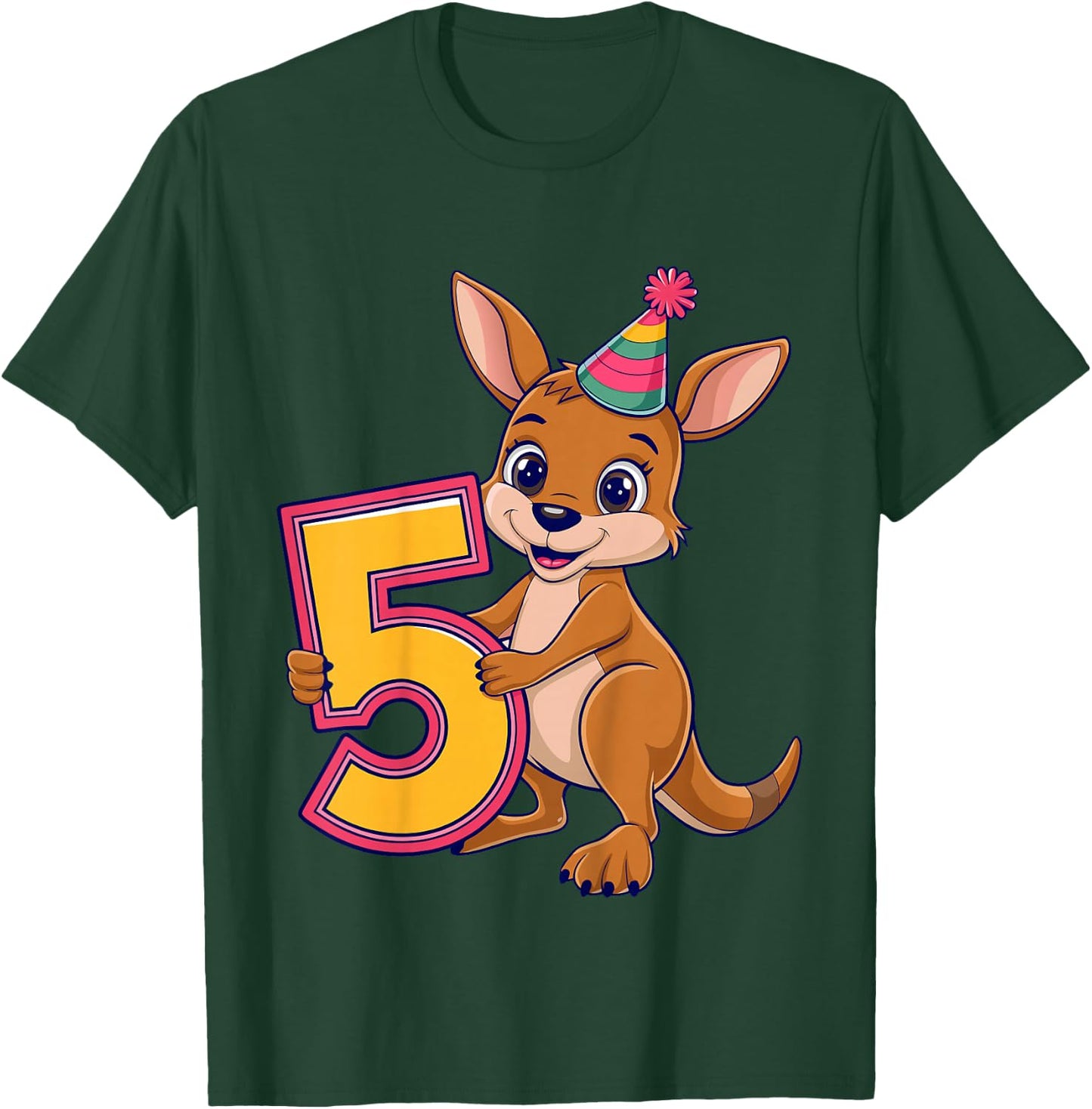 5th Birthday Kangaroo Kids T-Shirt - T-Shirt | Forest