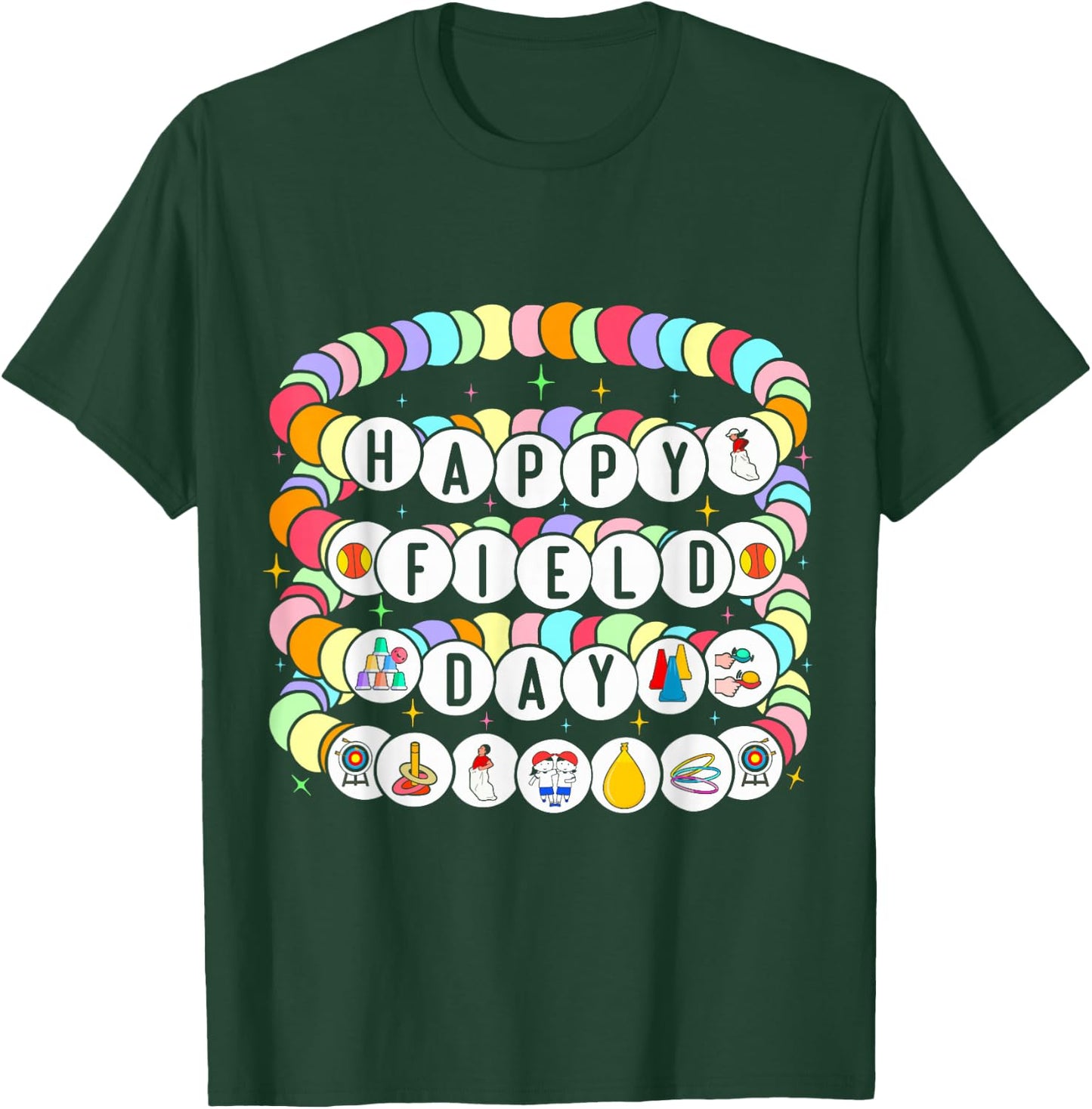 field day games Sack Race field day 2026 friendship bracelet T-Shirt - T-Shirt | Forest