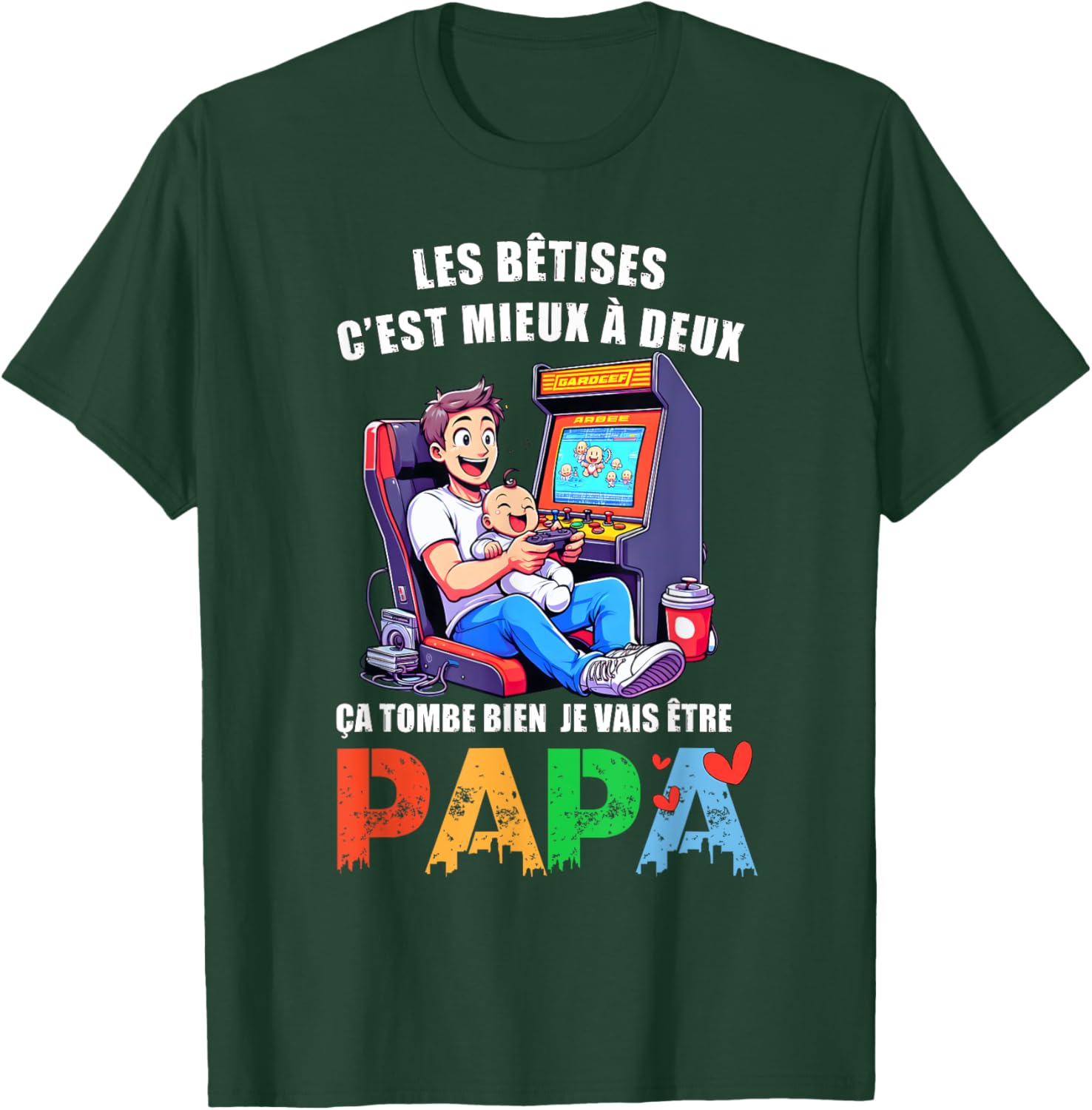 Man Dad 2025 Announcement Pregnancy Original Humor Future Dad Gamer , Black, S T-Shirt - T-Shirt | Forest