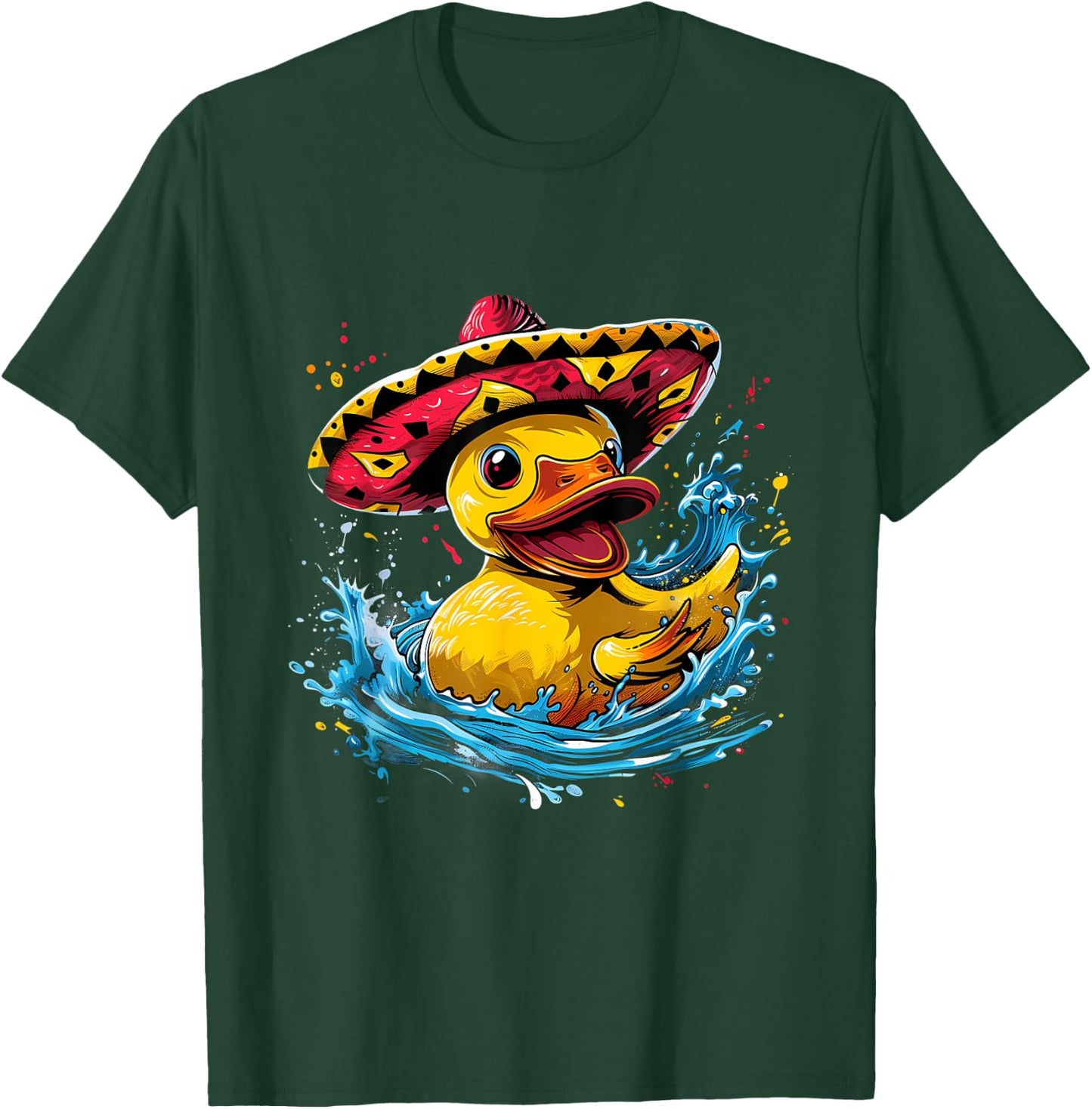 Rubber Duck Water Splash Mexican Sombrero Rubber Duckling T-Shirt - T-Shirt | Forest