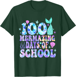 100 Mermazing Days Of School 100th Day Of School Mermaid T-Shirt - T-Shirt | Forest