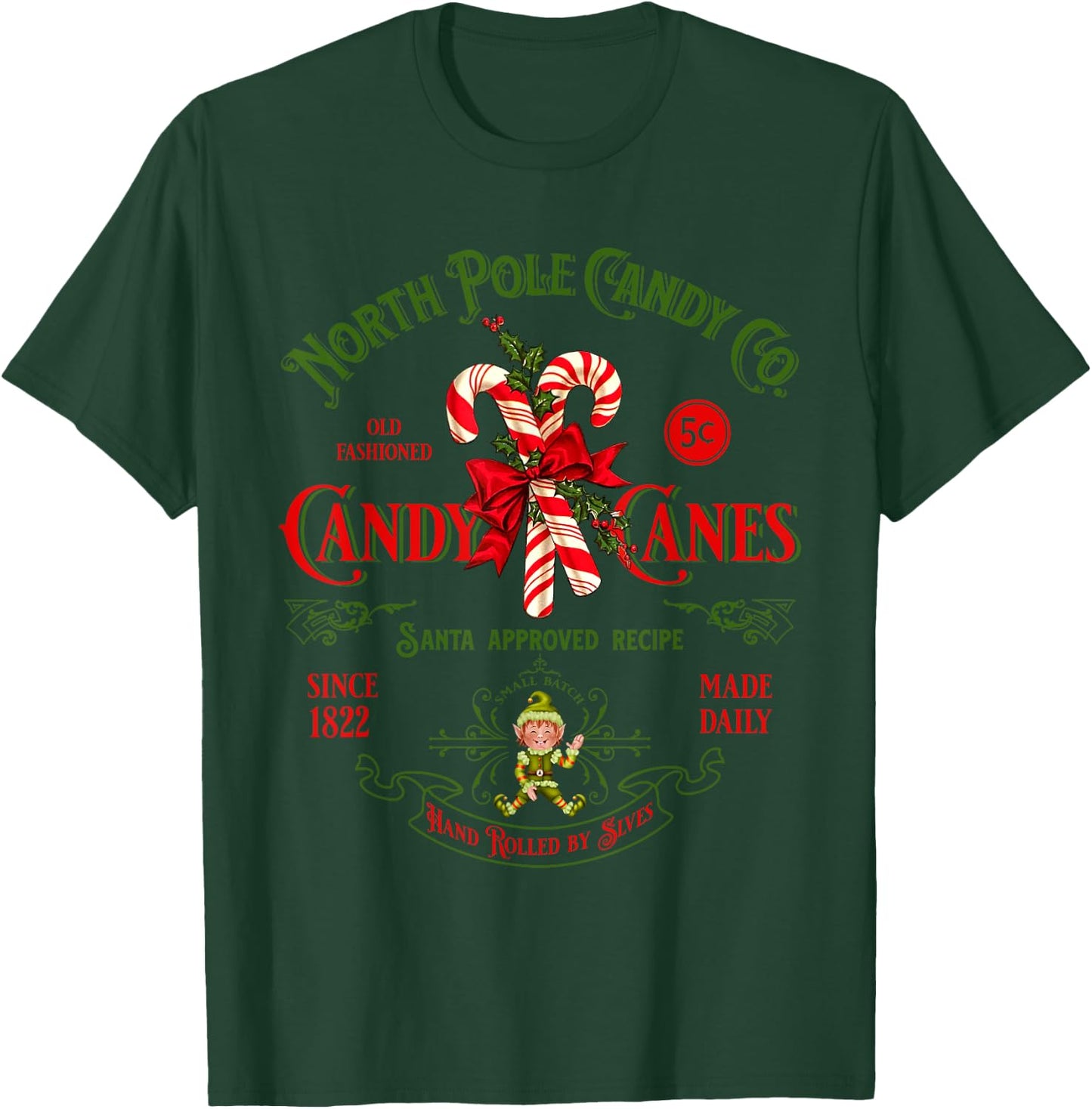 Vintage Funny Christmas Candy Cane North Poles Xmas Costume T-Shirt - T-Shirt | Forest