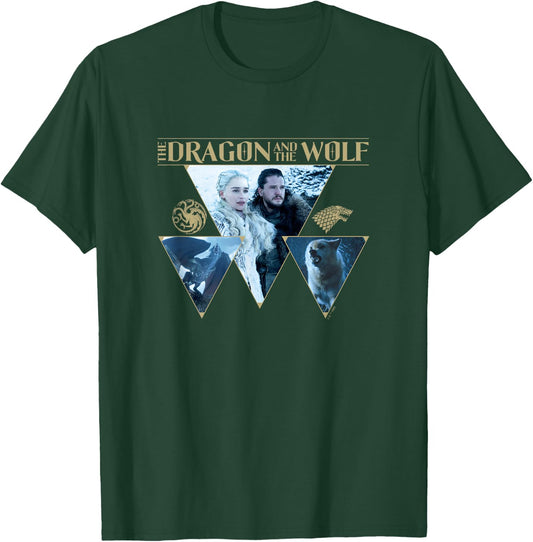 Game Of Thrones The Dragon & The Wolf House Words Panels T-Shirt - T-Shirt | Forest