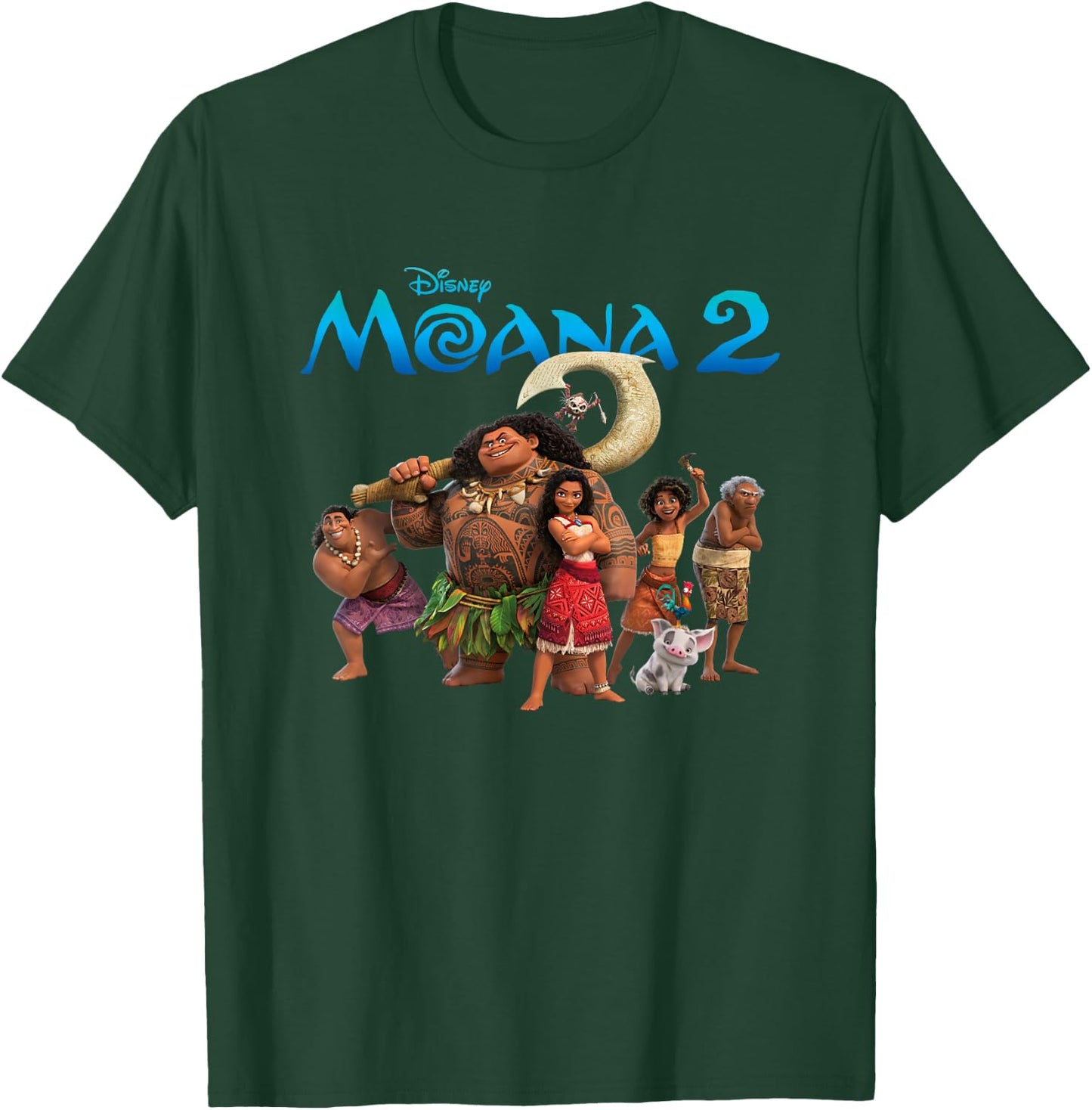 Disney Moana 2 Oceania Adventure Big Crew Panel , Black, S T-Shirt - T-Shirt | Forest