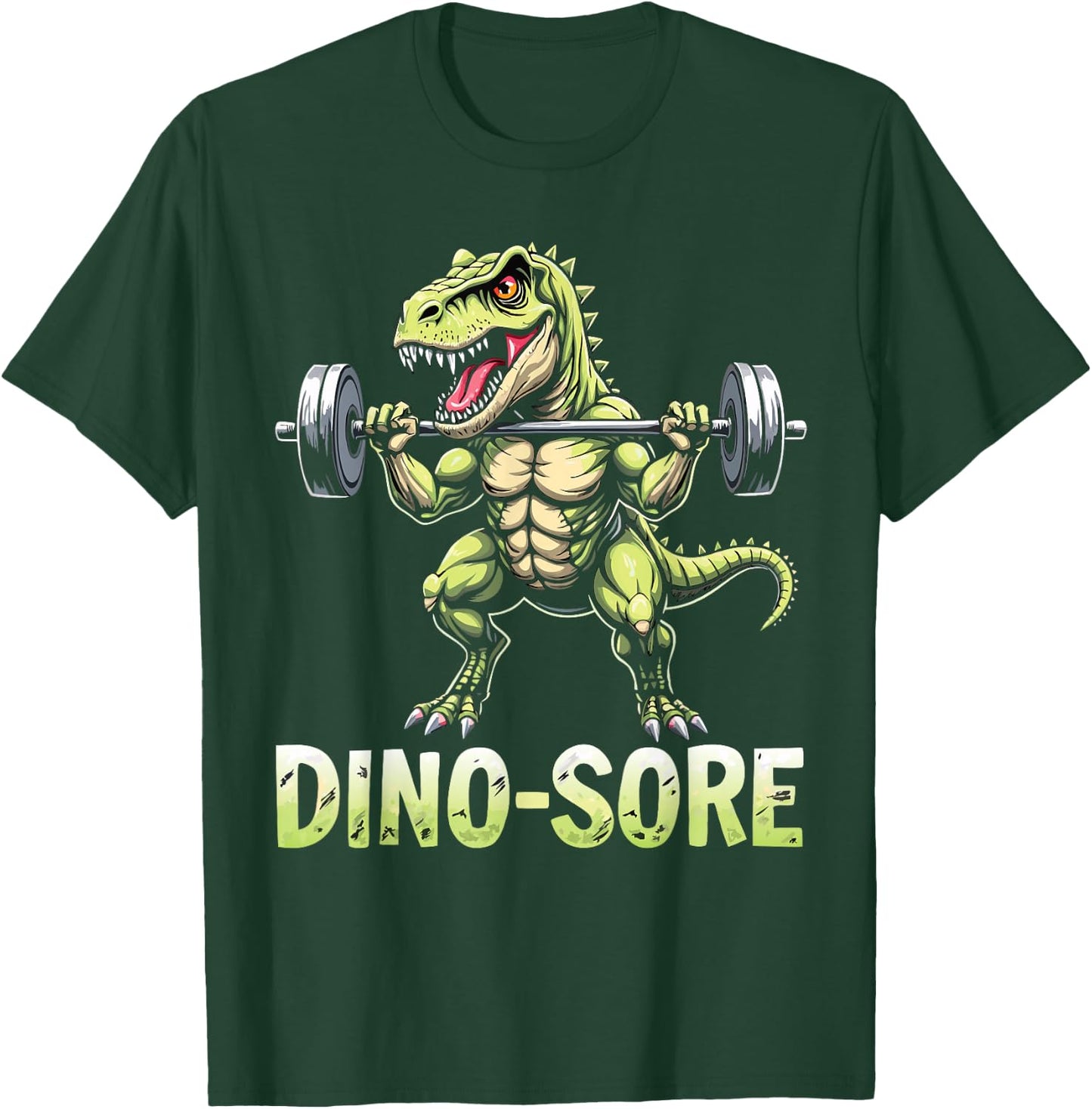 Funny Dino Saur Sore Gym Workout Weights Fitness Kids Adults T-Shirt - T-Shirt | Forest