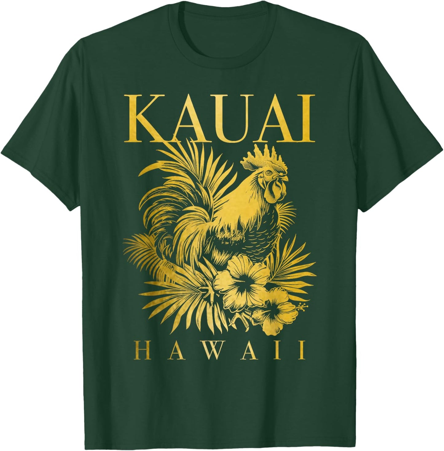 Kauai Hawaii Chicken Hawaiian Hibiscus Flowers Vintage T-Shirt - T-Shirt | Forest