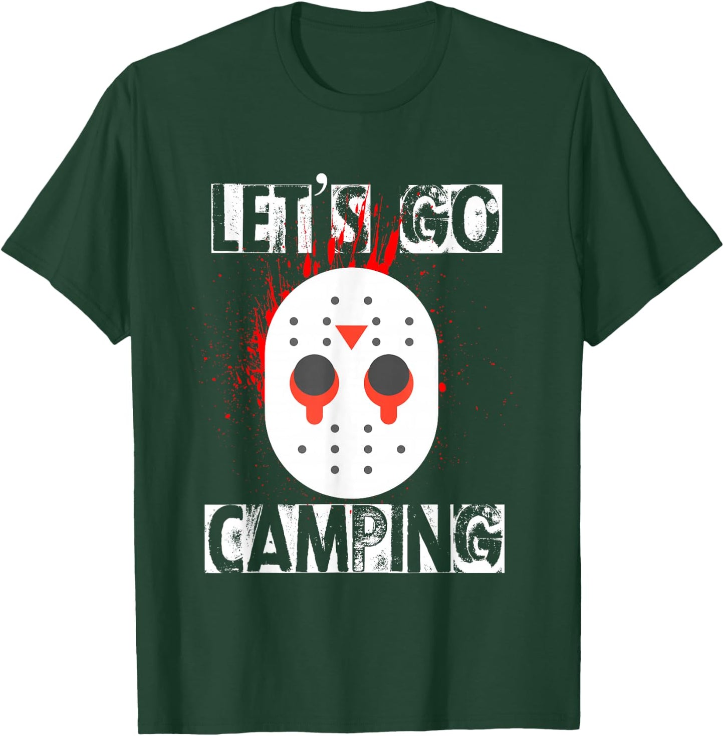 Funny Horror Halloween let's go camping mask serial killer T-Shirt - T-Shirt | Forest