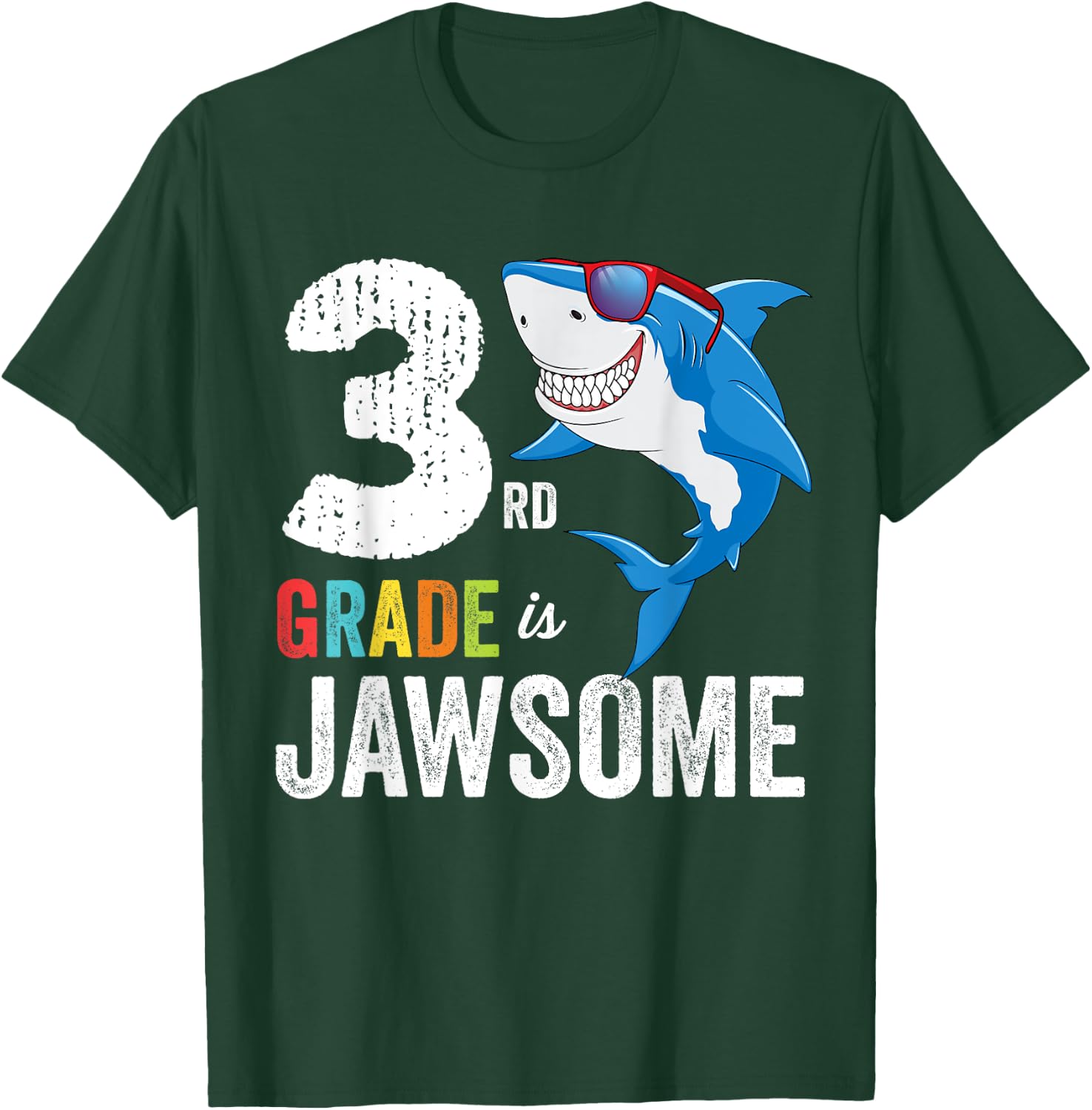 Third Grade Shirt Boys Girls Shark First Day of School T-Shirt - T-Shirt | Forest