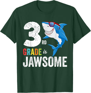 Third Grade Shirt Boys Girls Shark First Day of School T-Shirt - T-Shirt | Forest