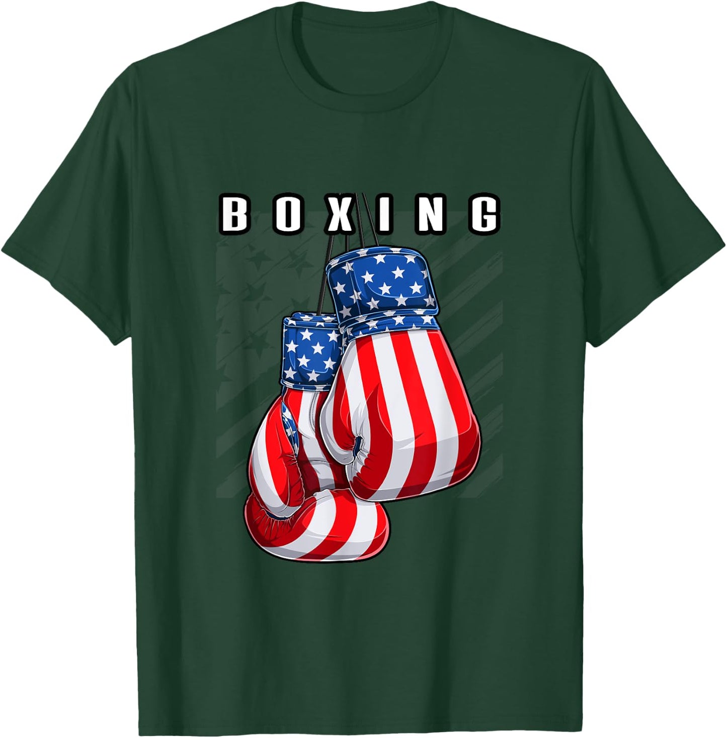 Boxing USA American Flag Boxing Gloves T-Shirt - T-Shirt | Forest