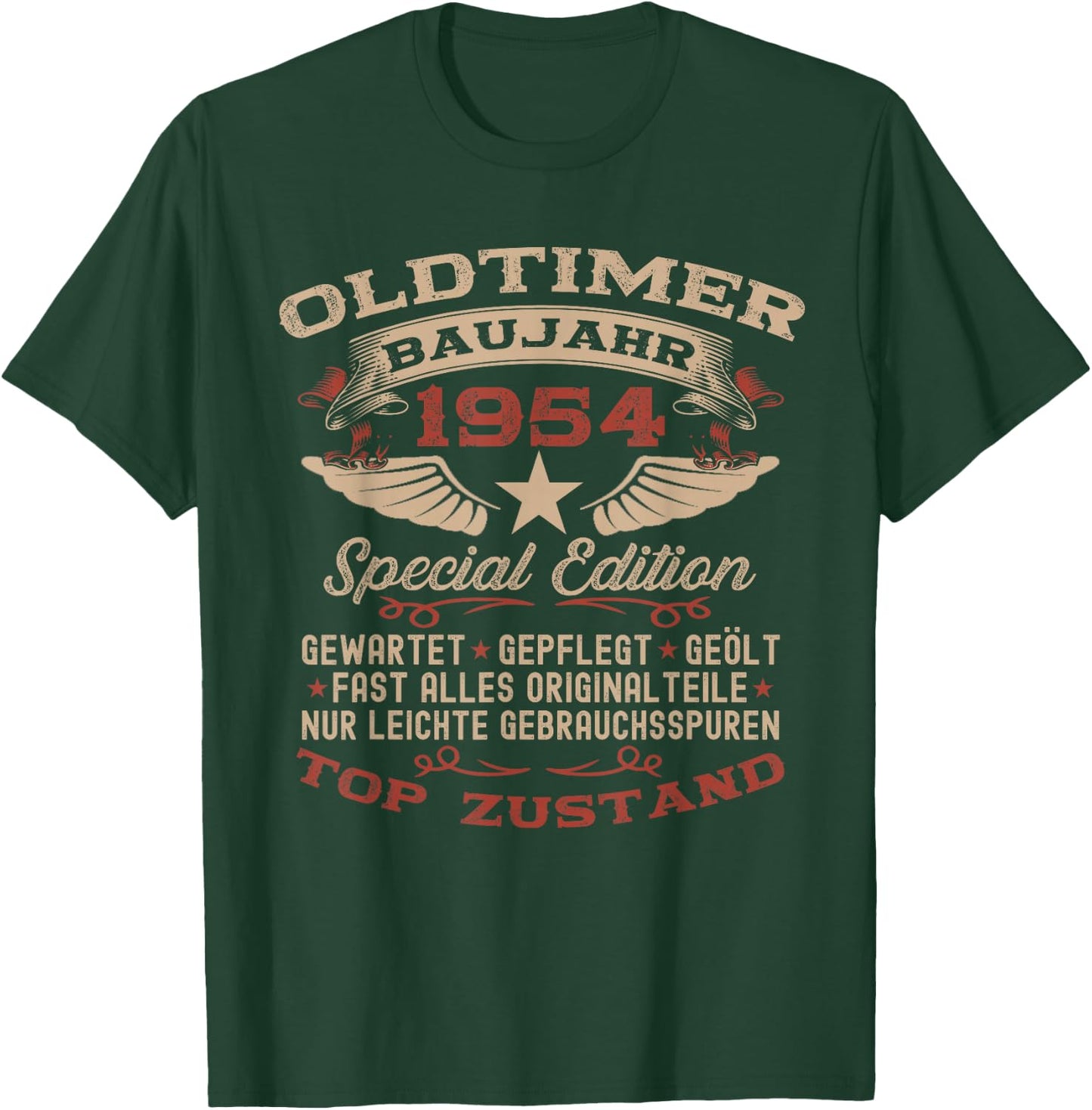 70th Birthday Gift Vintage 1954 Vintage Car Funny , black T-Shirt - T-Shirt | Forest