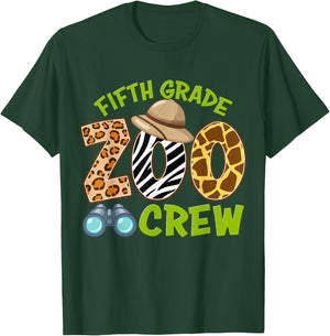 Fifth Grade Zoo Crew Back To School Wild Animal Safari Kids T-Shirt - T-Shirt | Forest
